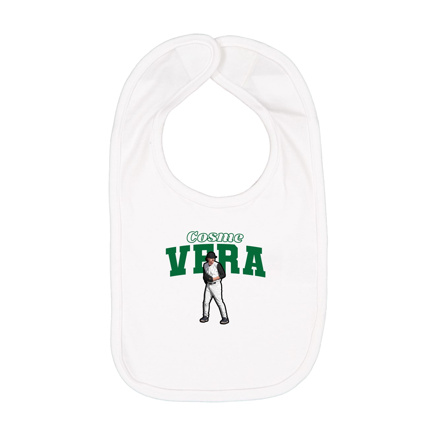 Infant Bib — Name Arch in White