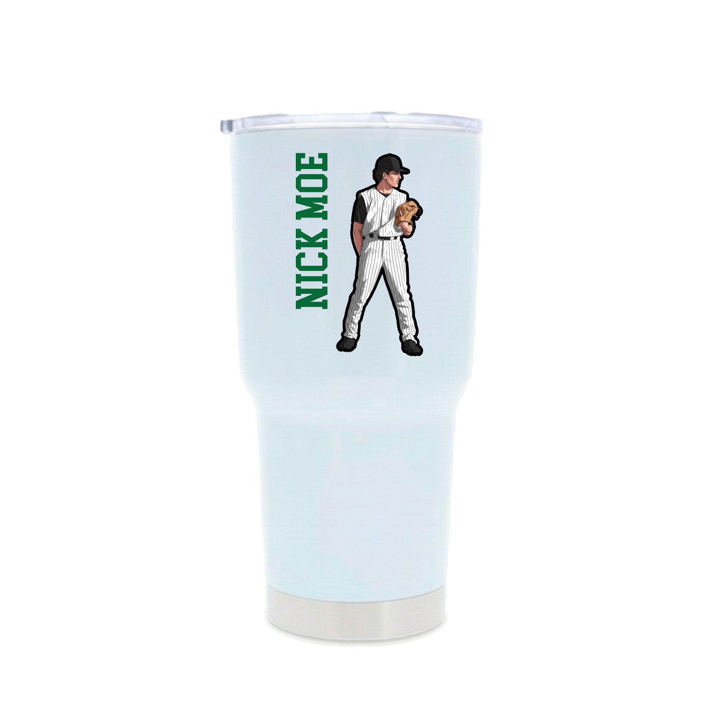 30oz Stainless Steel Tumbler — Name Vertical in White