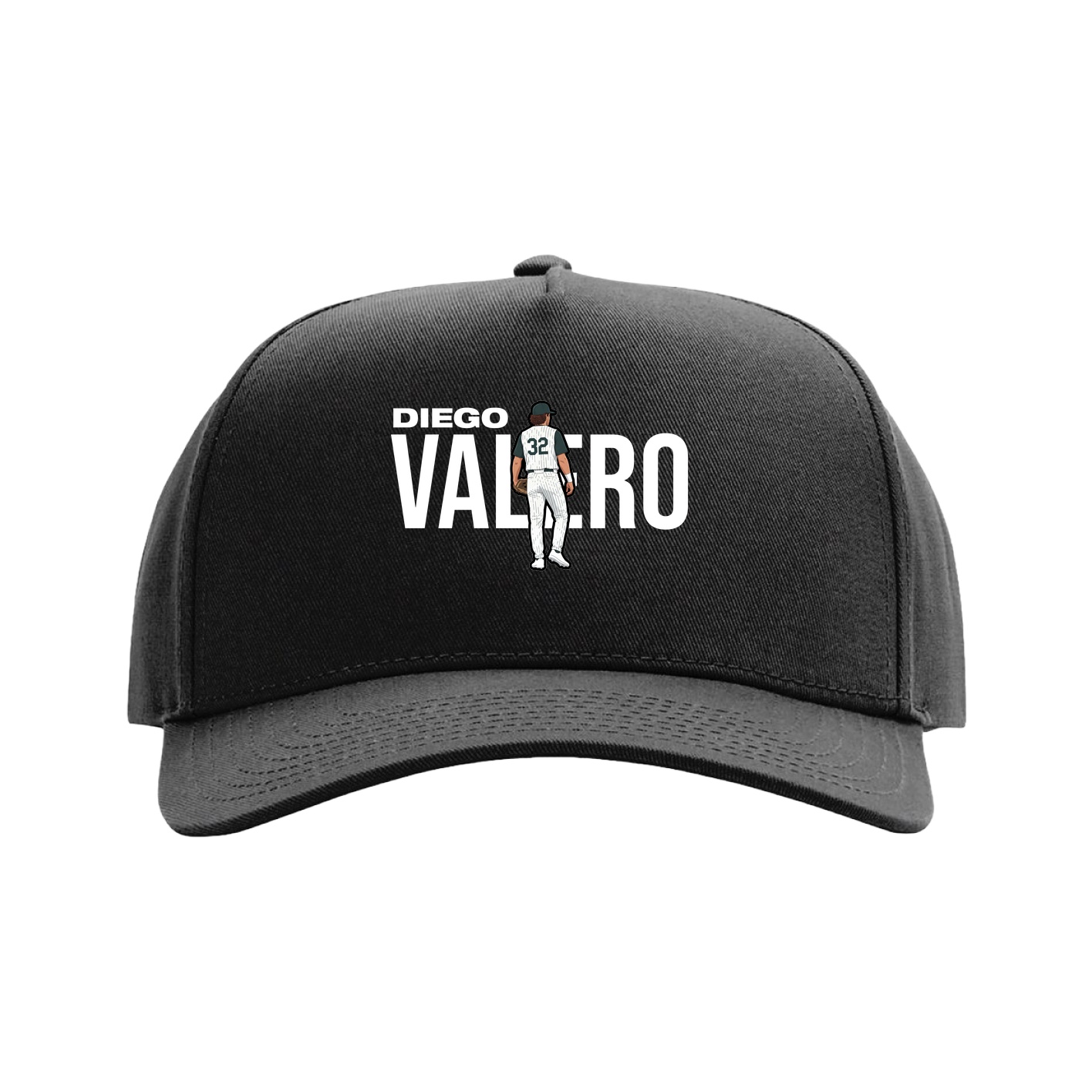 Full Fabric Five-Panel Champ Cap — Player Name in Black