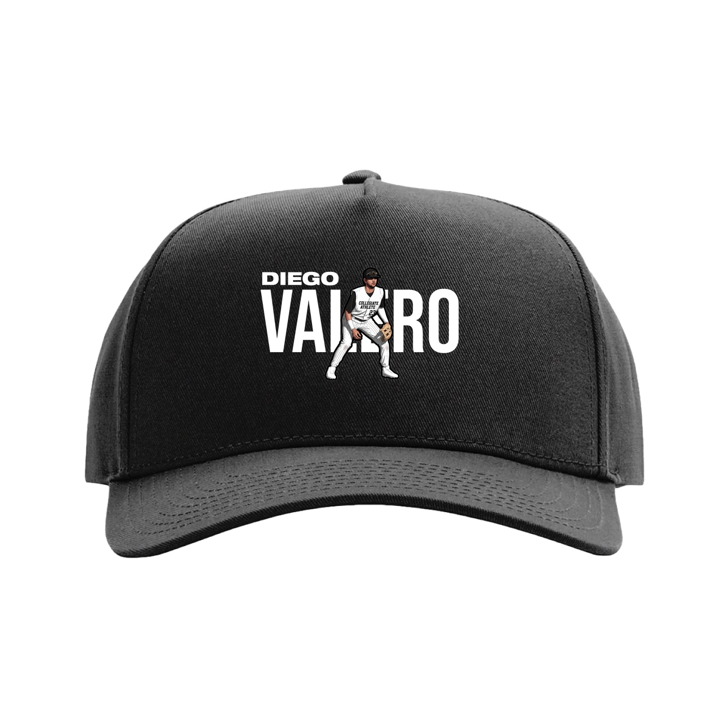 Full Fabric Five-Panel Champ Cap — Player Name in Black
