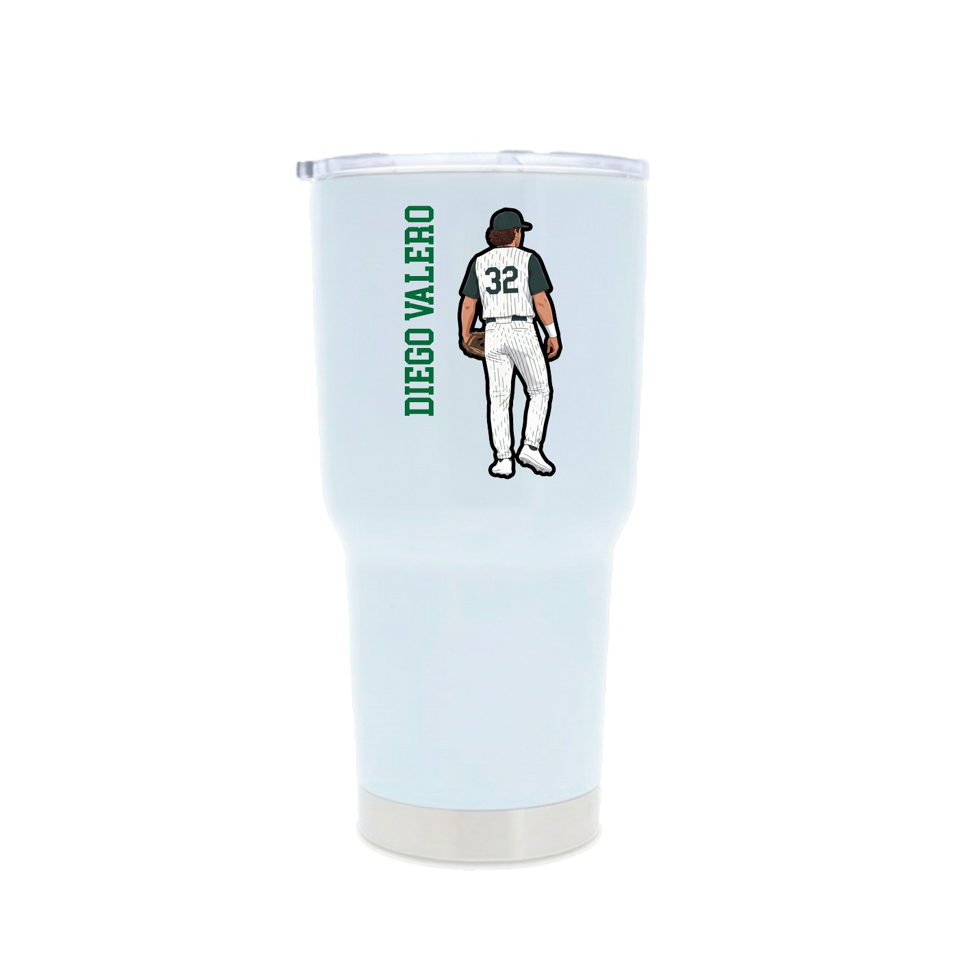 30oz Stainless Steel Tumbler — Name Vertical in White