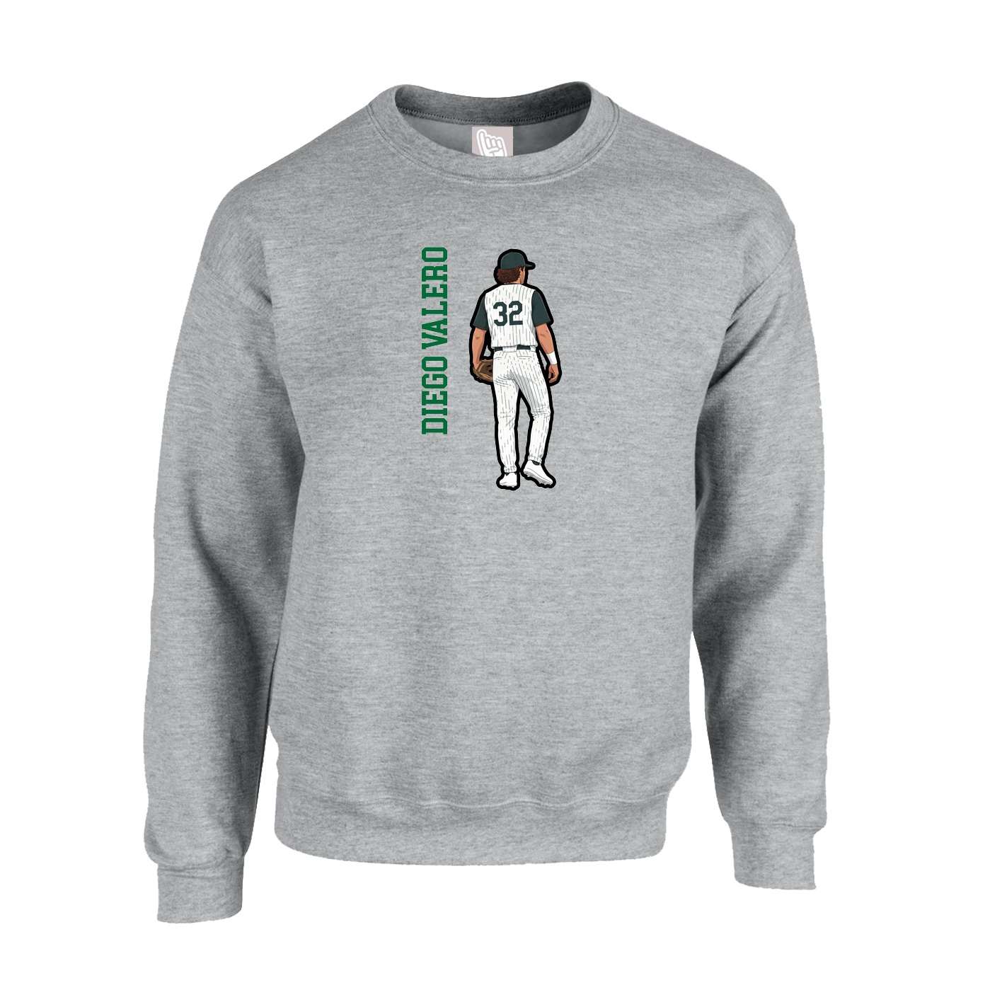 Fleece Crew — Name Vertical in Grey