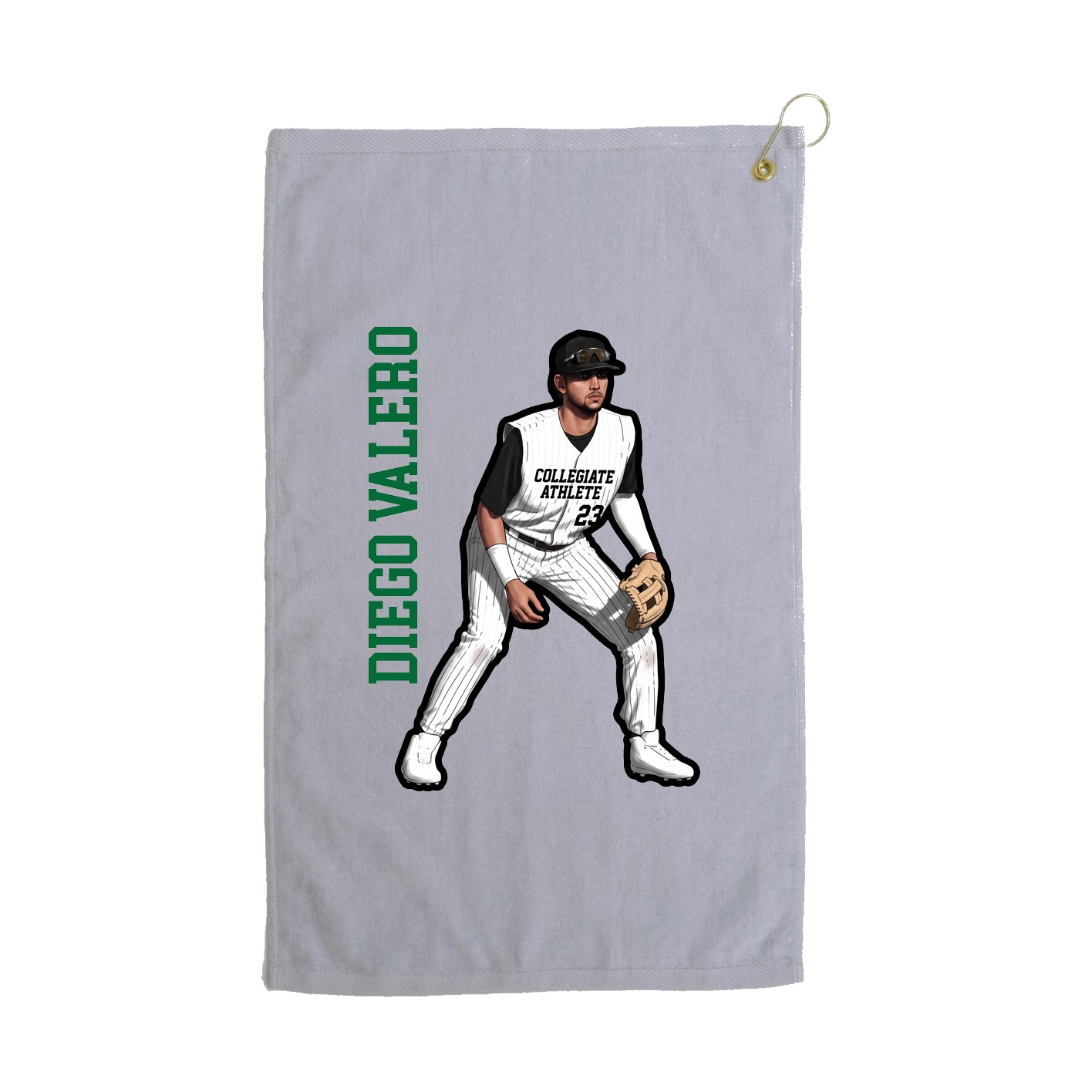 Golf Towel — Name Vertical in Grey
