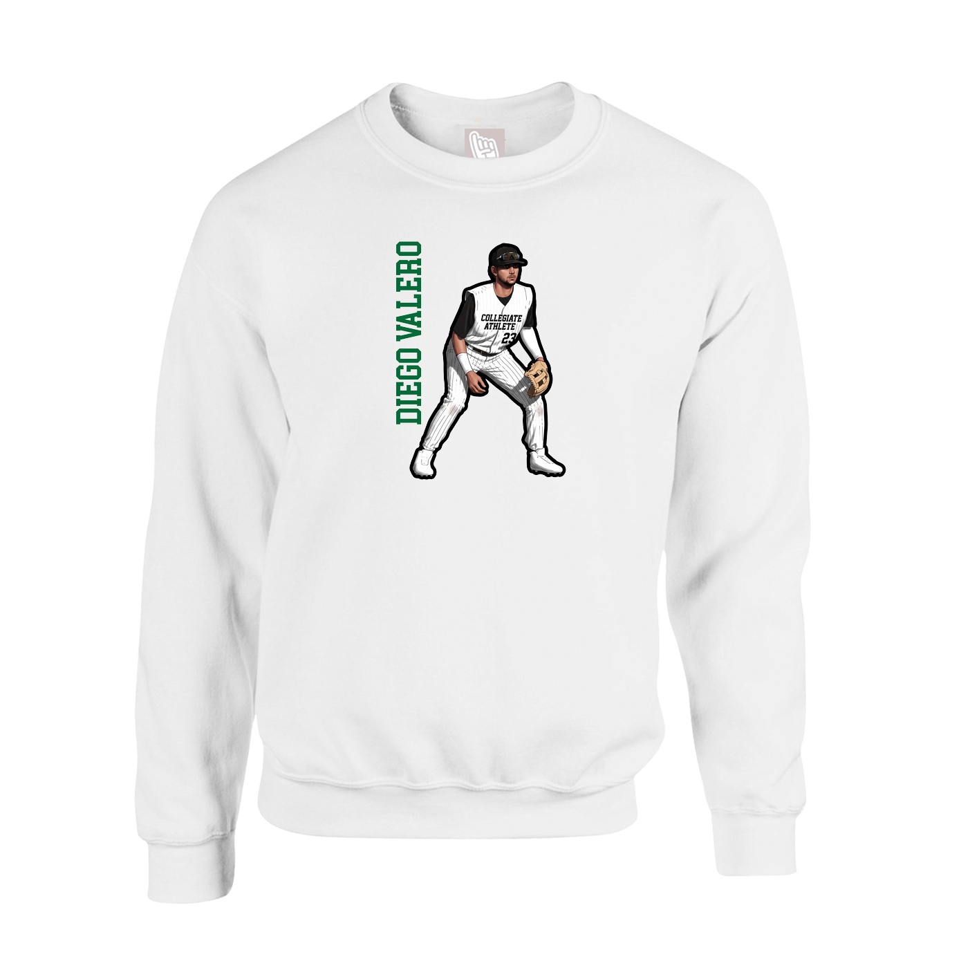 Fleece Crew — Name Vertical in White