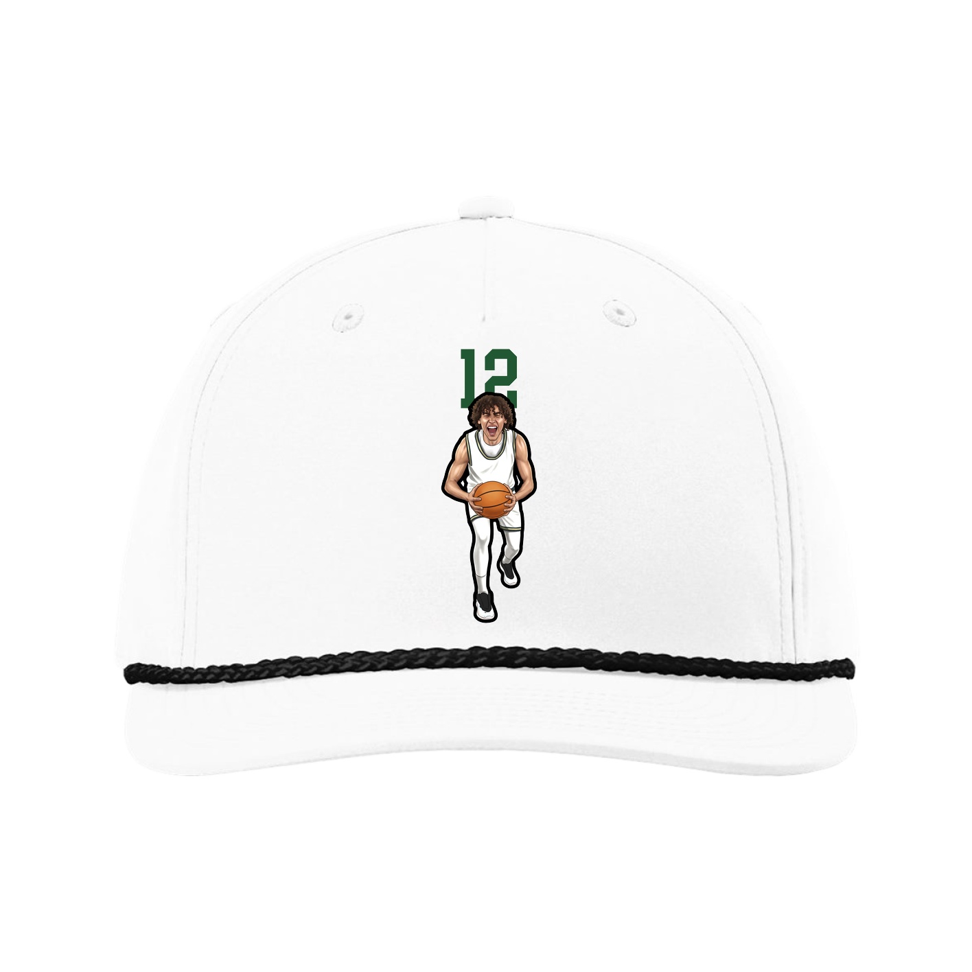 Five-Panel Classic Rope Cap — Number Top in White