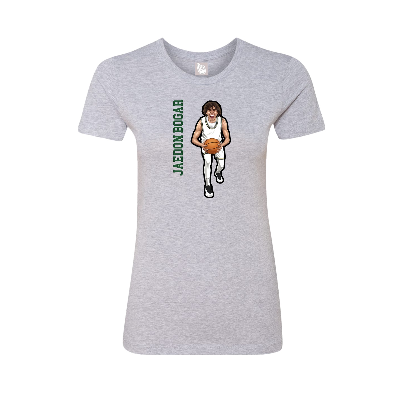 Fitted Women's Tee — Name Vertical in Grey