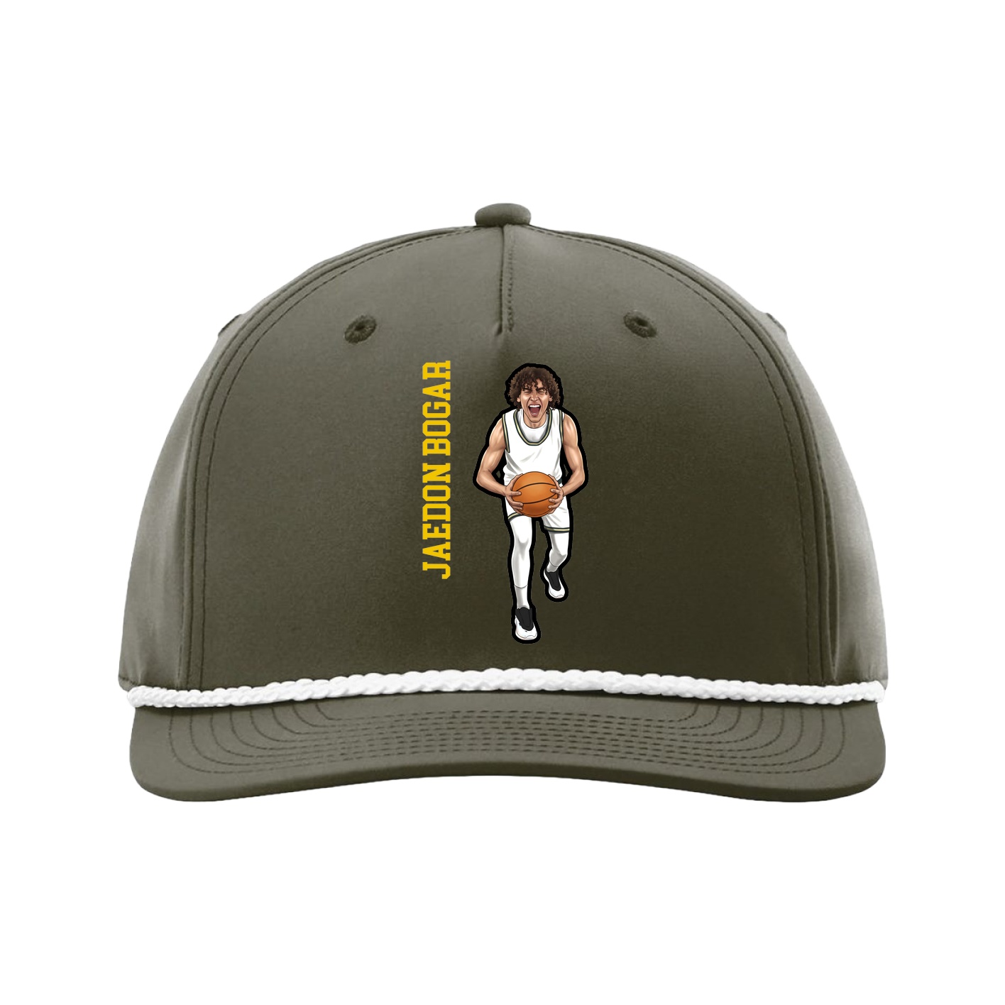 Five-Panel Classic Rope Cap — Name Vertical in Green