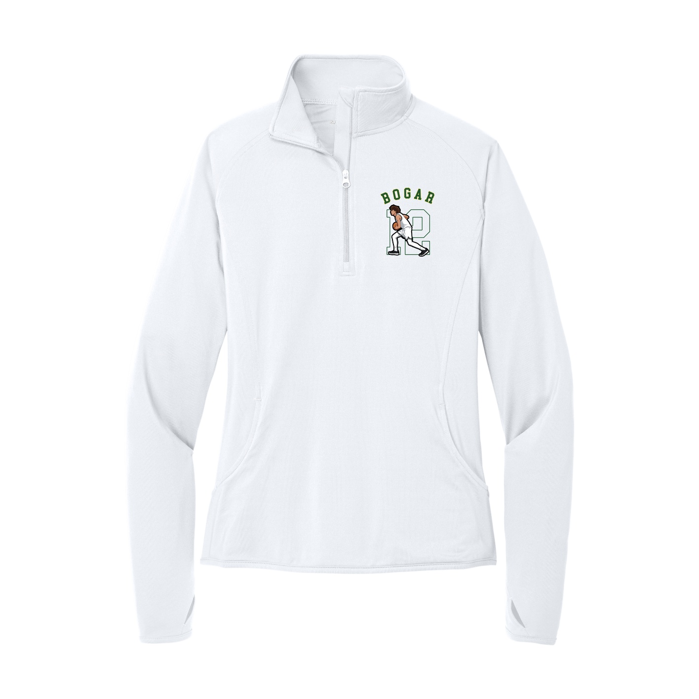 Women's Q-Zip Pullover — Shirsey Arch in White