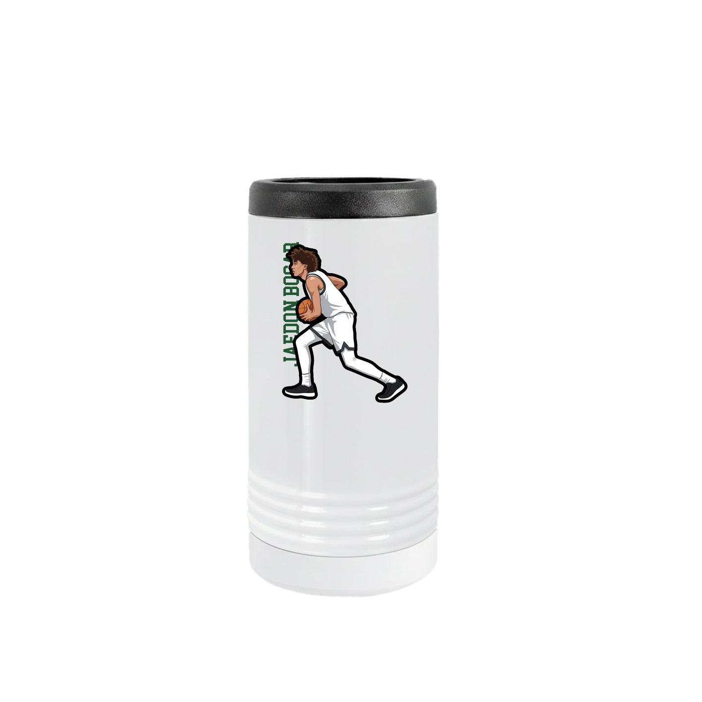 Slim Beverage Holder — Name Vertical in White