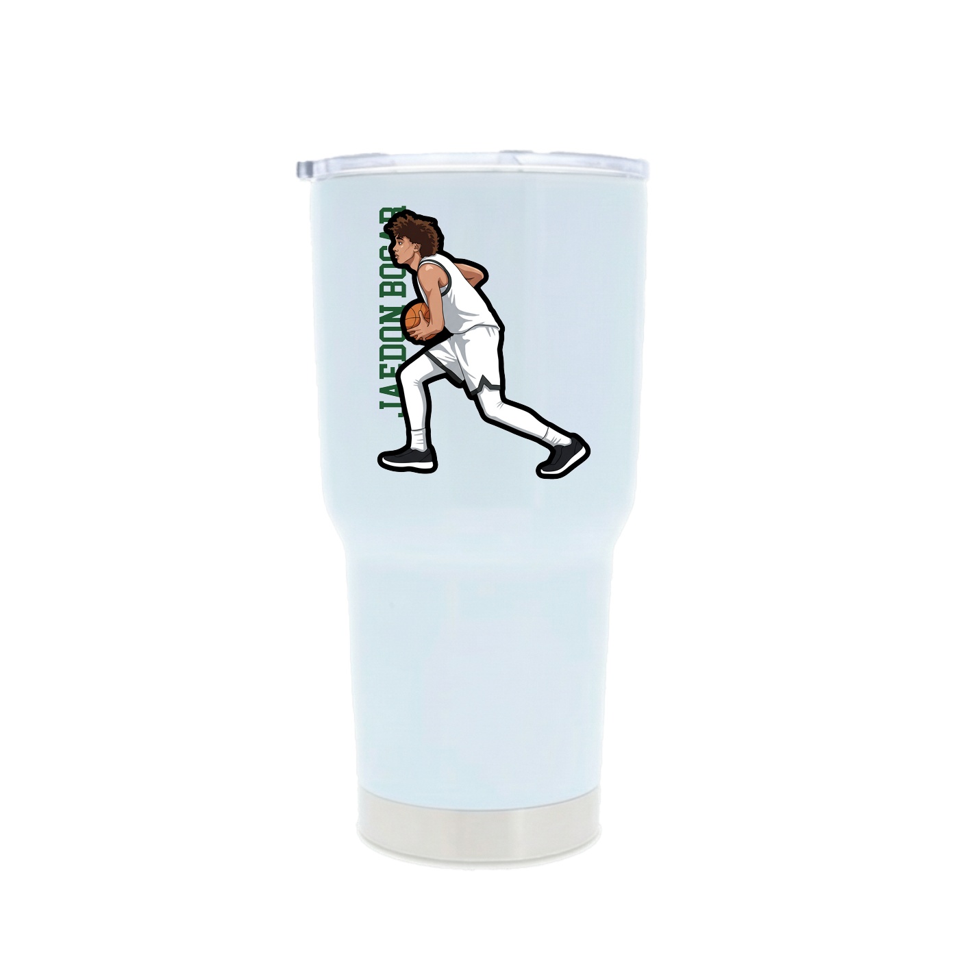 30oz Stainless Steel Tumbler — Name Vertical in White
