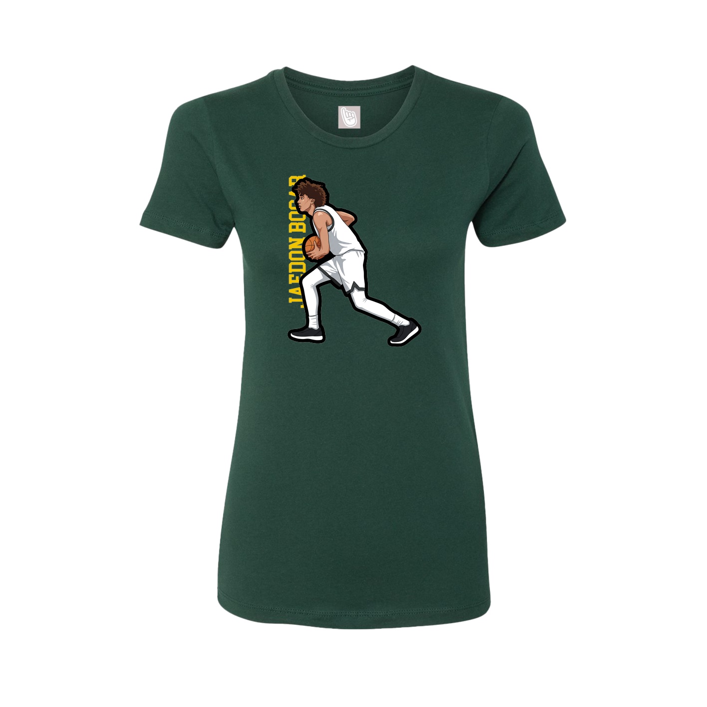 Fitted Women's Tee — Name Vertical in Green