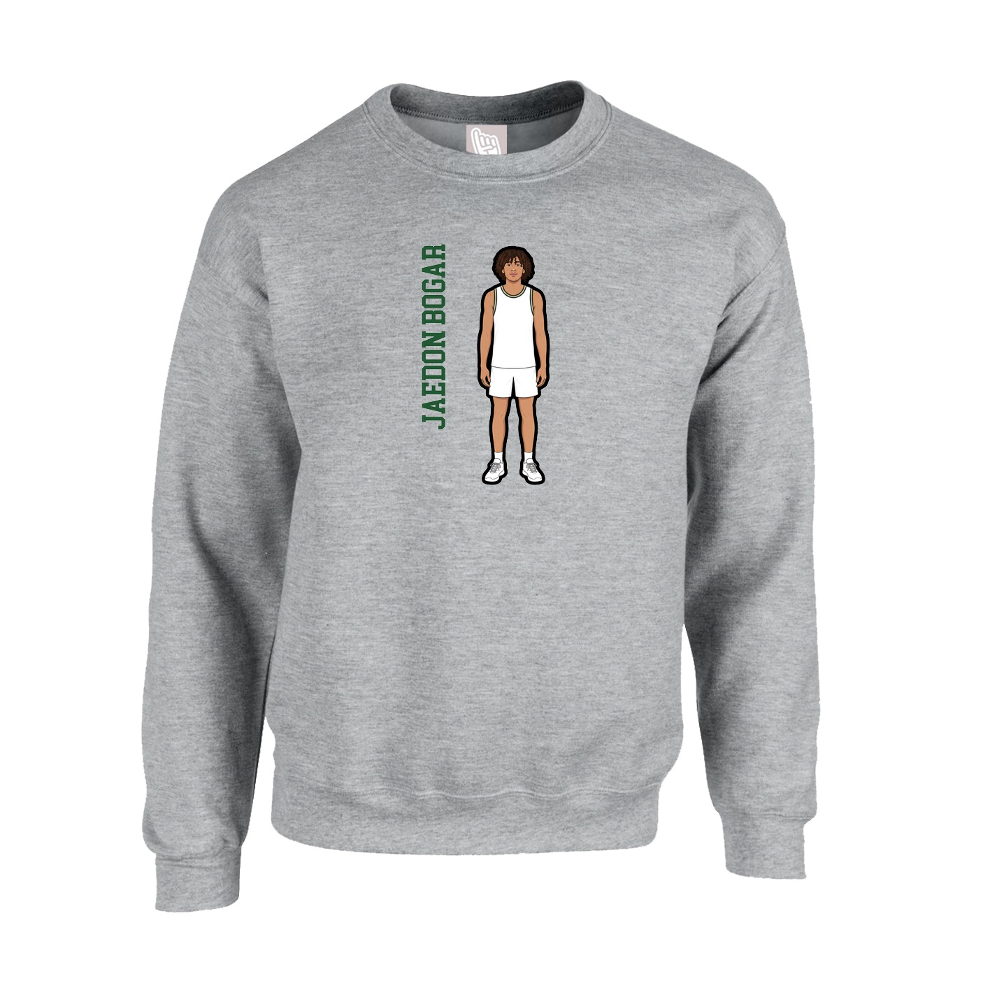 Fleece Crew — Name Vertical in Grey