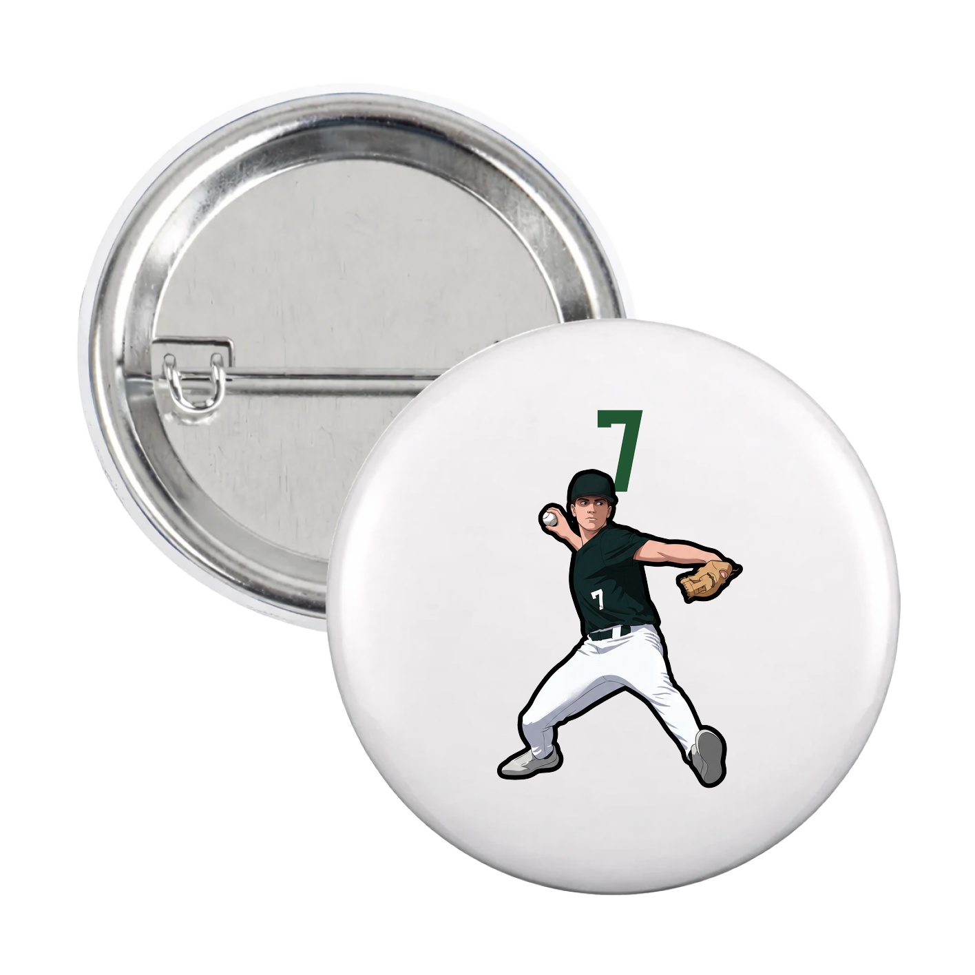Game Day Button — Number Top in White
