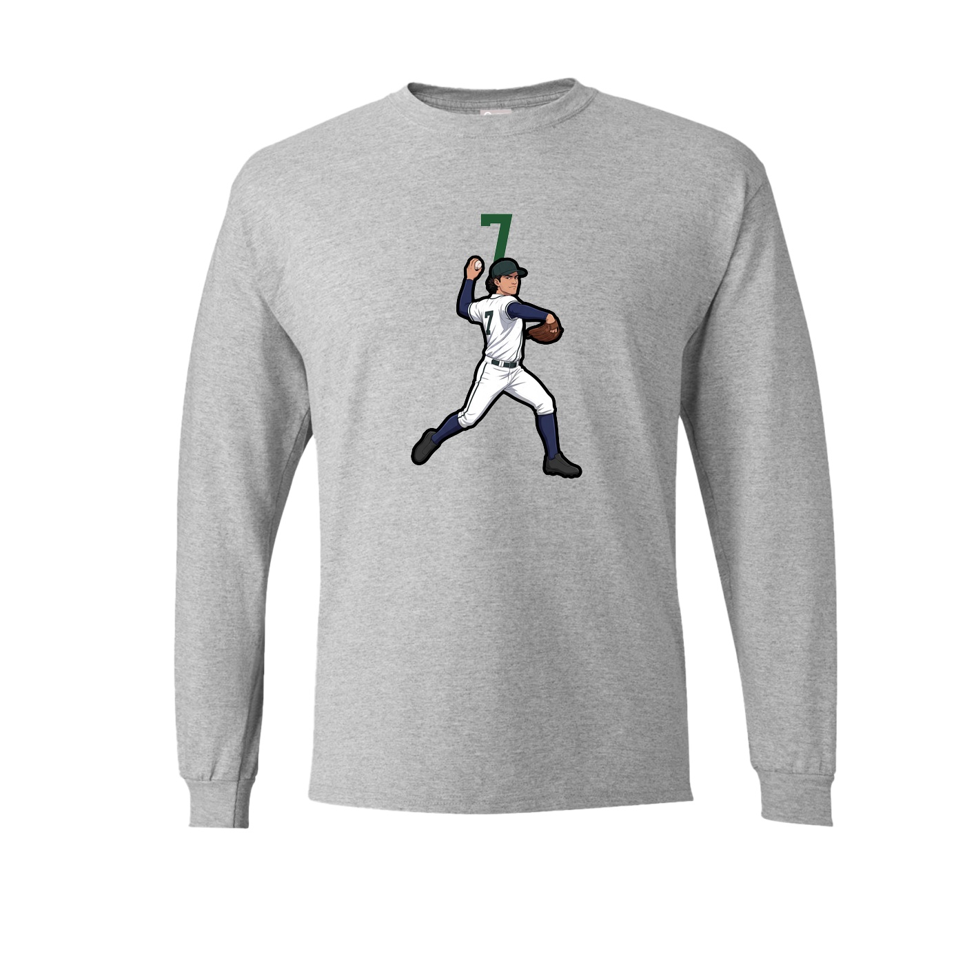 Long Sleeve Tee — Number Top in Grey