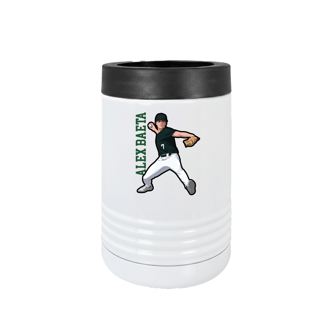 Beverage Holder — Name Vertical in White