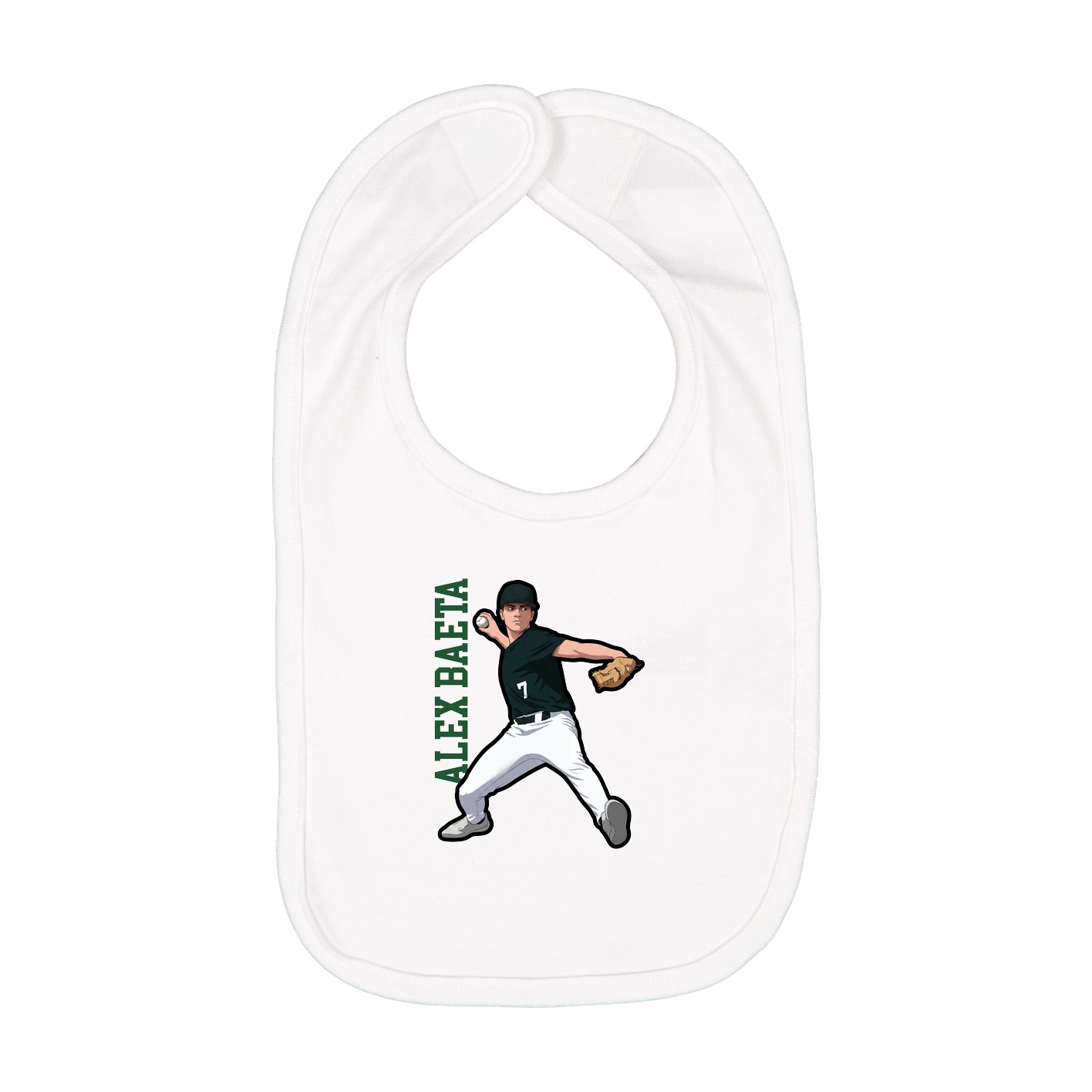 Infant Bib — Name Vertical in White