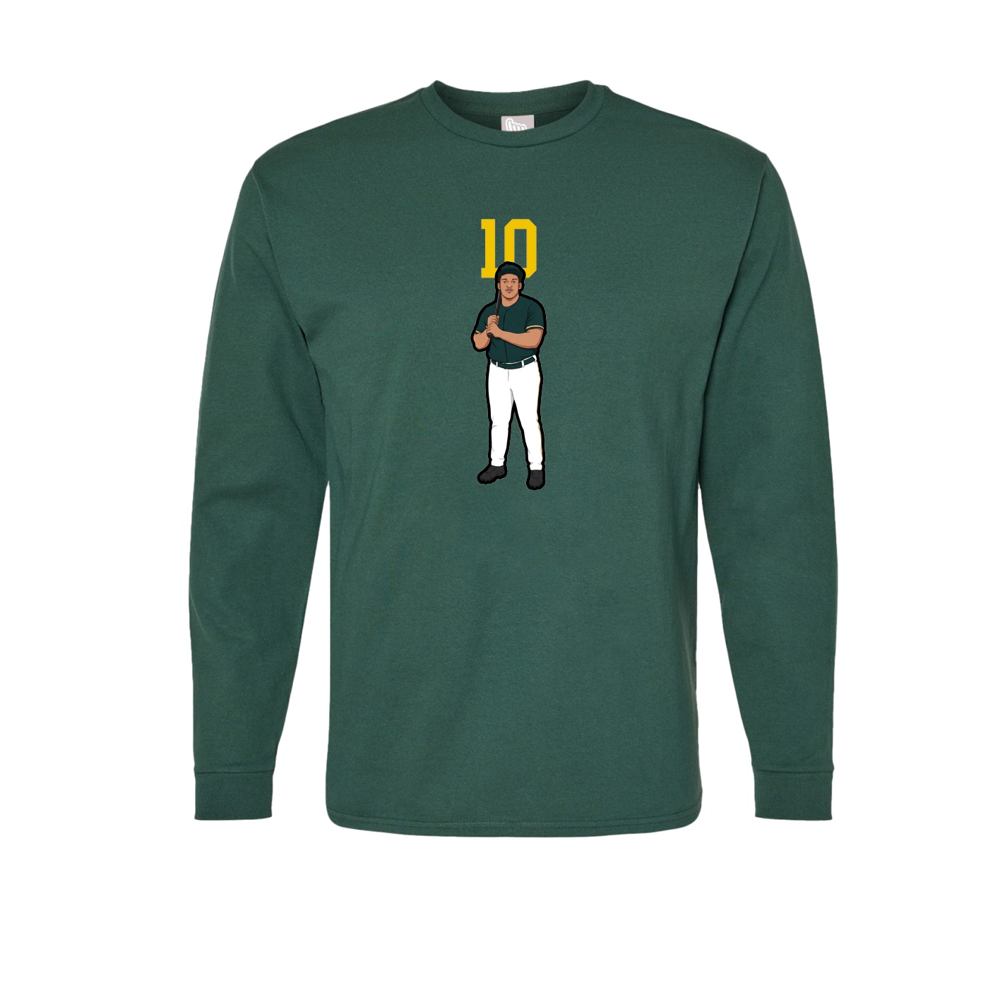 Long Sleeve Tee — Number Top in Green