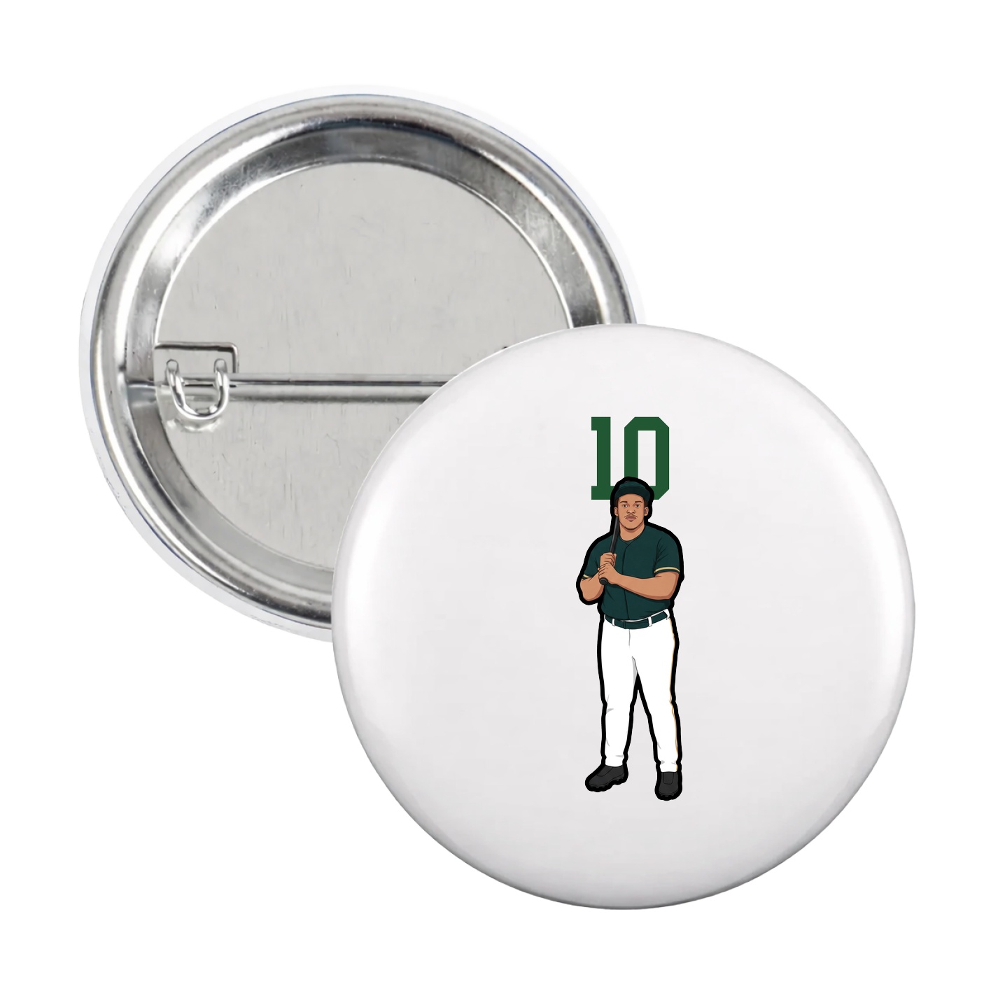 Game Day Button — Number Top in White