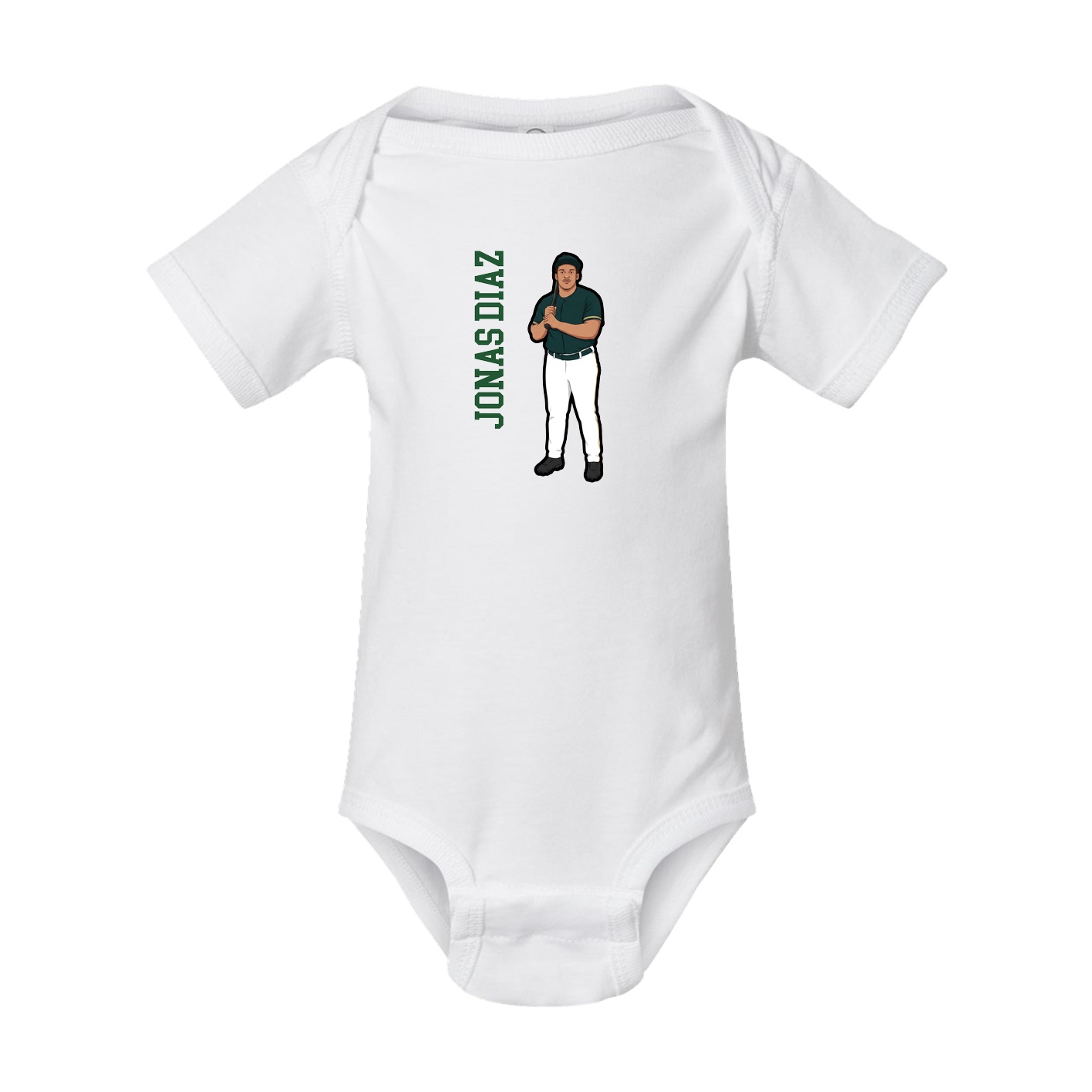 Baby Onesie — Name Vertical in White