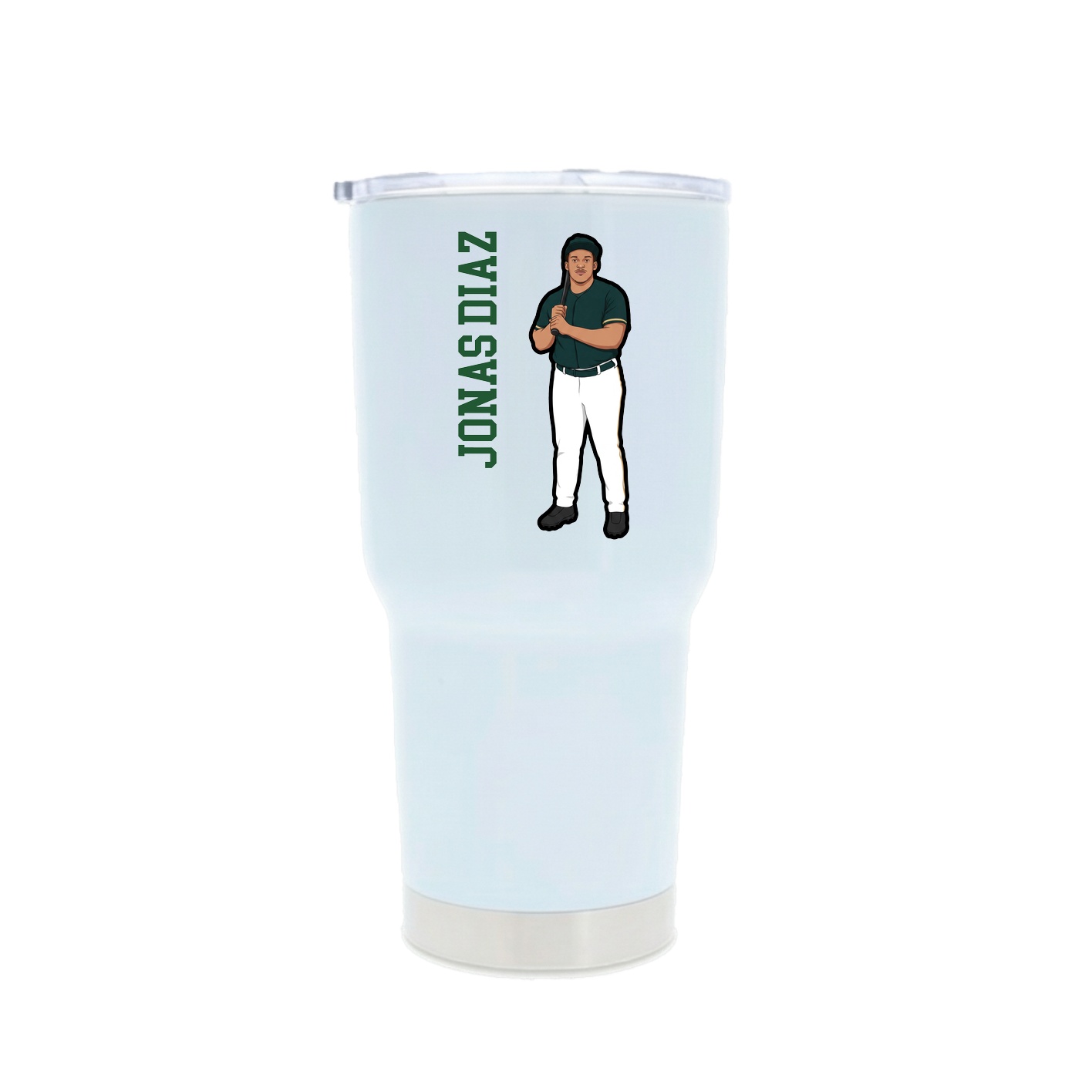 30oz Stainless Steel Tumbler — Name Vertical in White