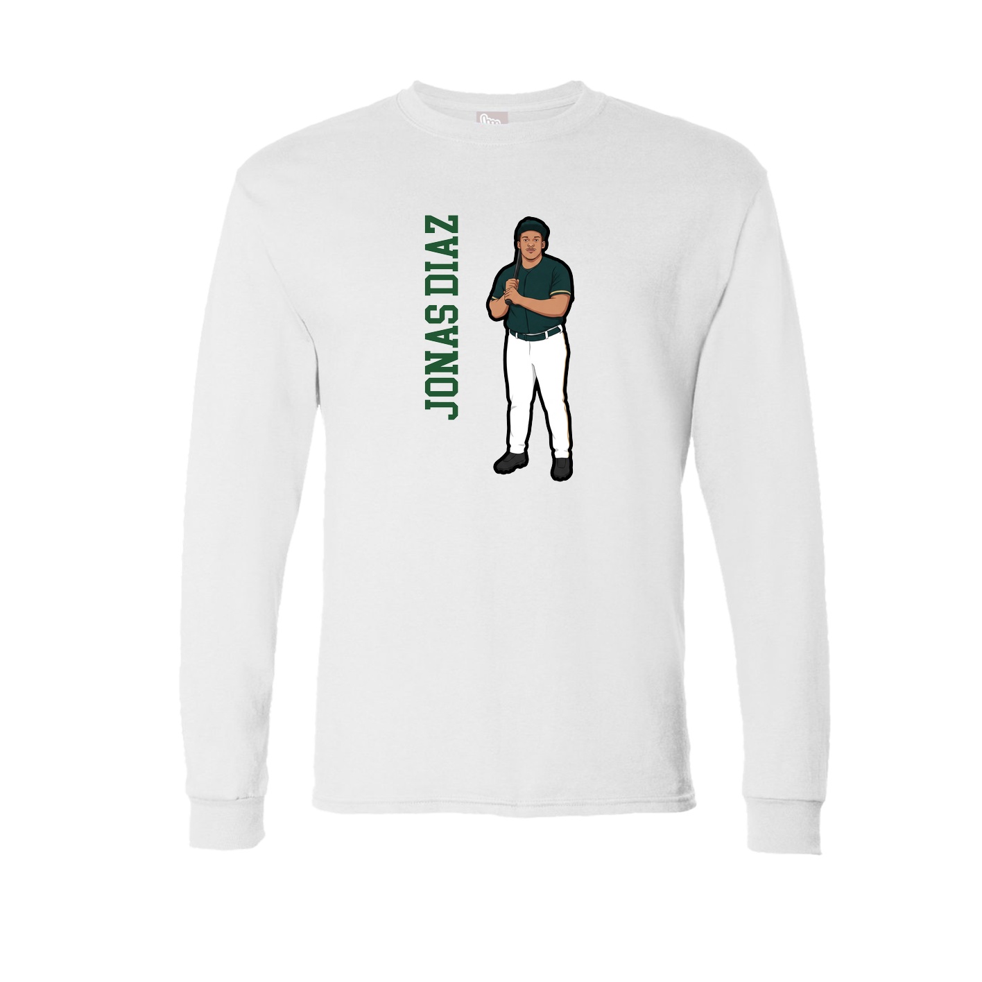 Long Sleeve Tee — Name Vertical in White