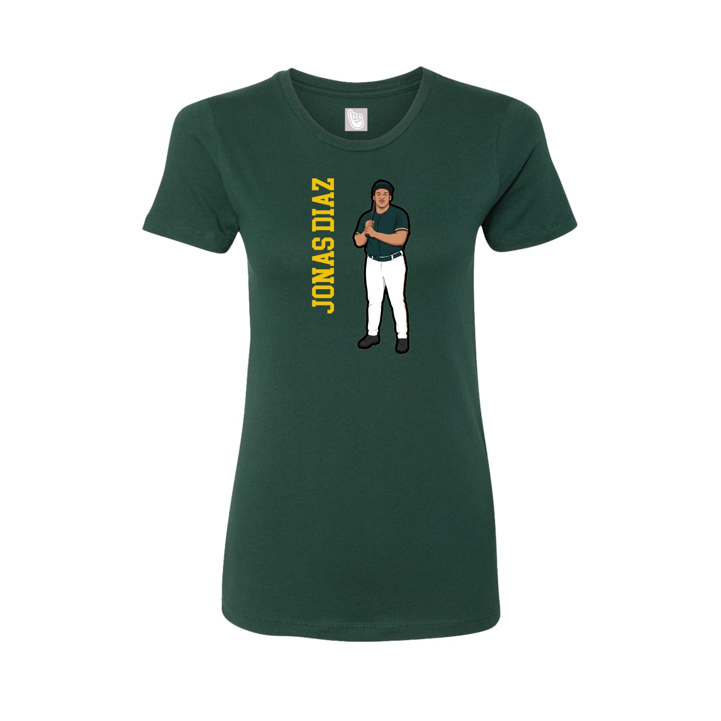 Fitted Women's Tee — Name Vertical in Green
