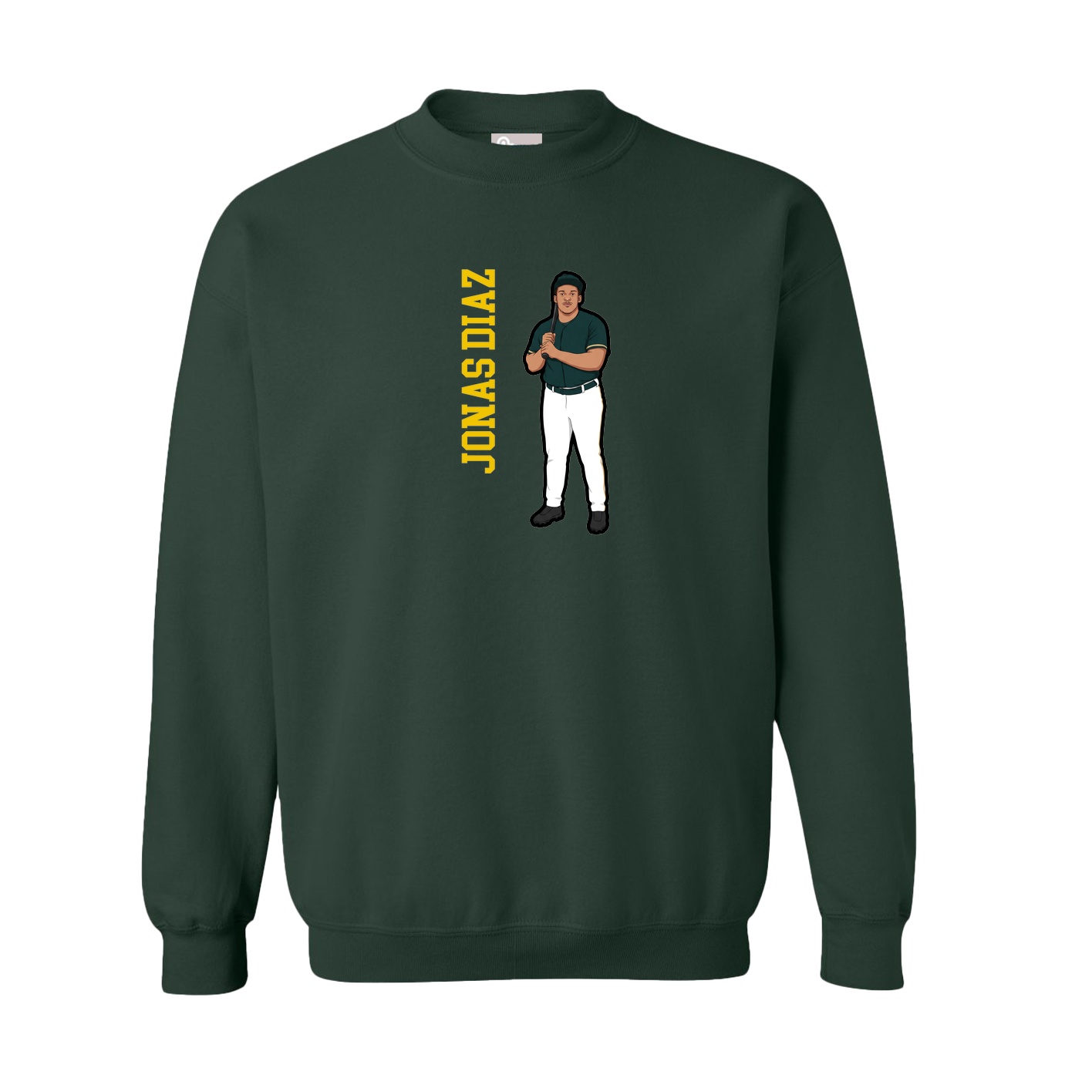 Fleece Crew — Name Vertical in Green