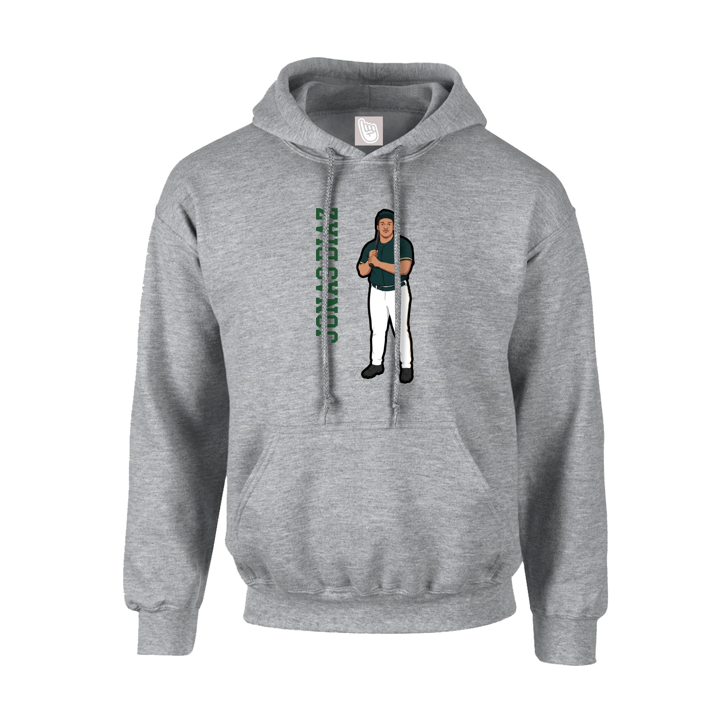 Youth Hoodie — Name Vertical in Grey