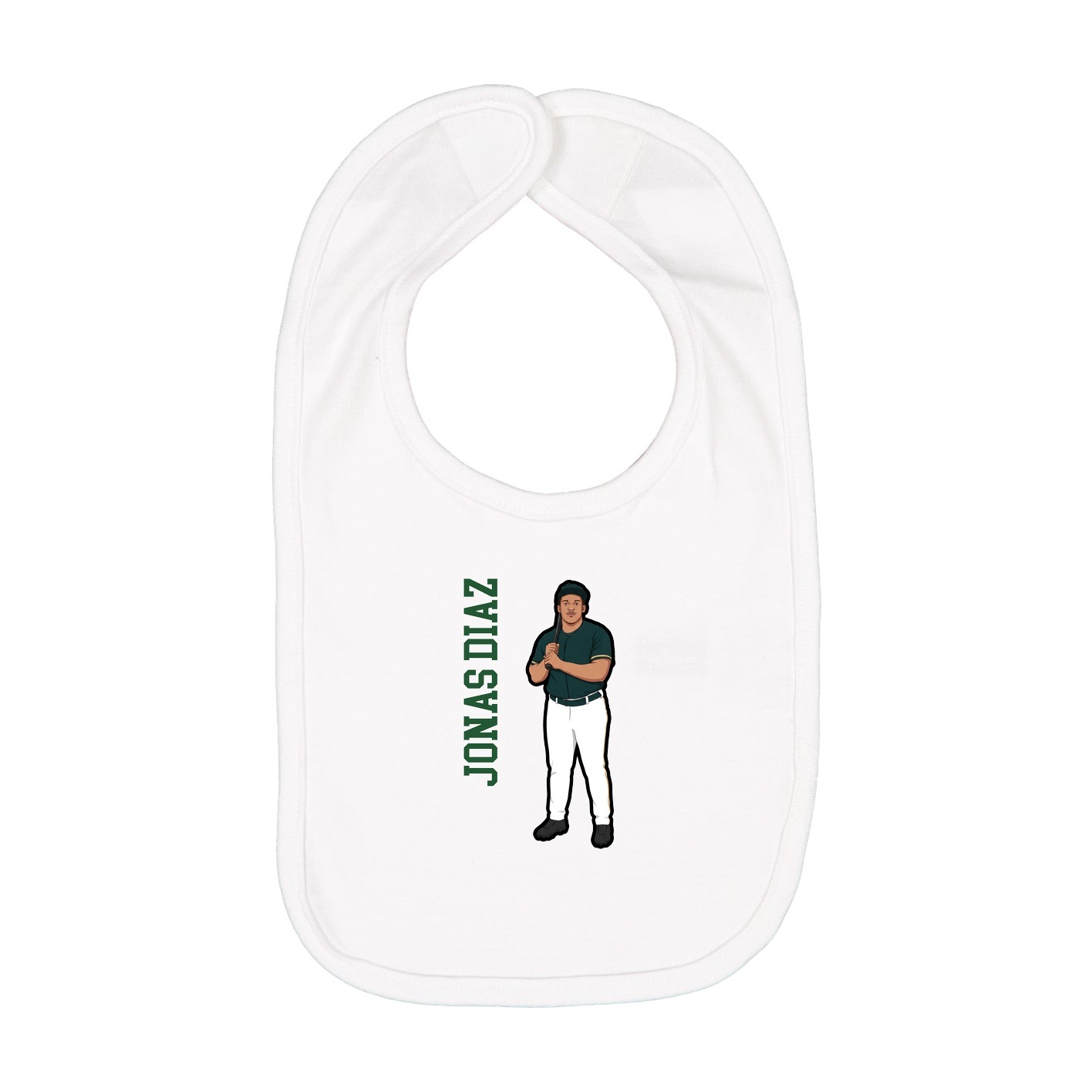 Infant Bib — Name Vertical in White
