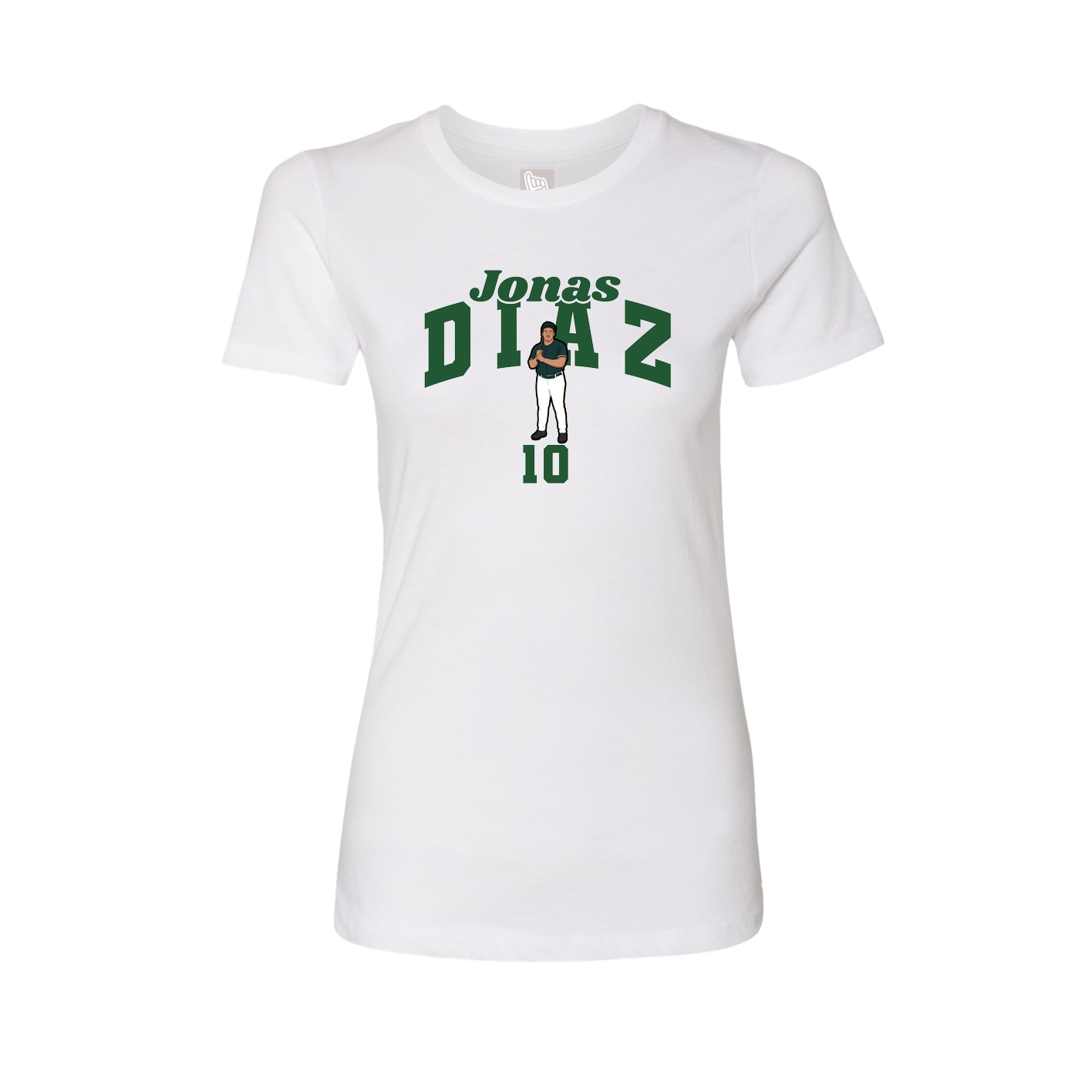 Fitted Women's Tee — Signature Arch in White