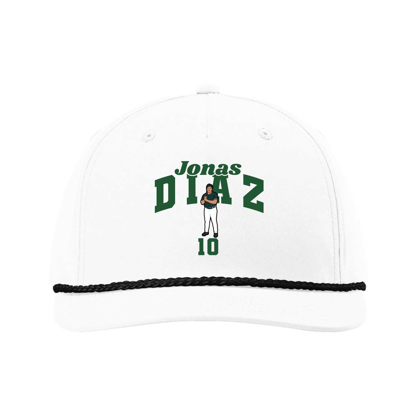 Five-Panel Classic Rope Cap — Signature Arch in White