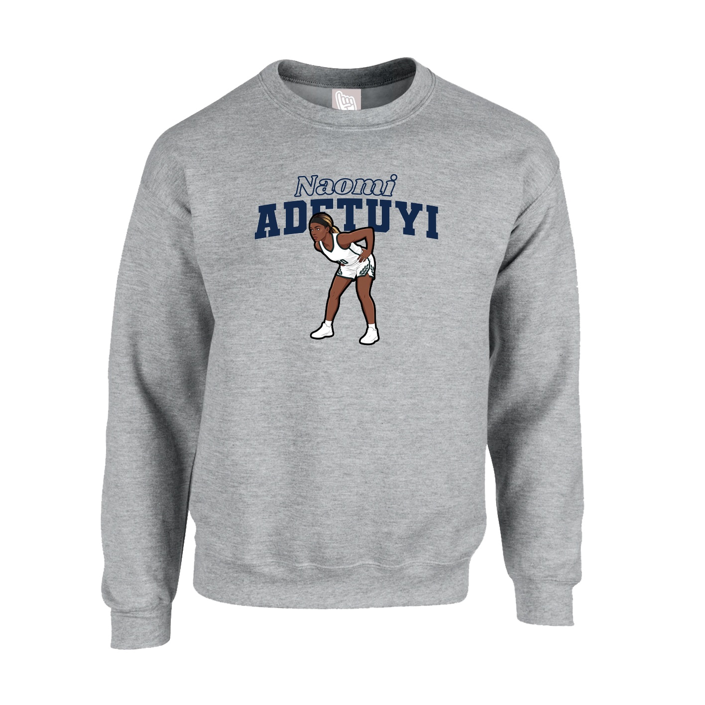 Fleece Crew — Name Arch in Grey