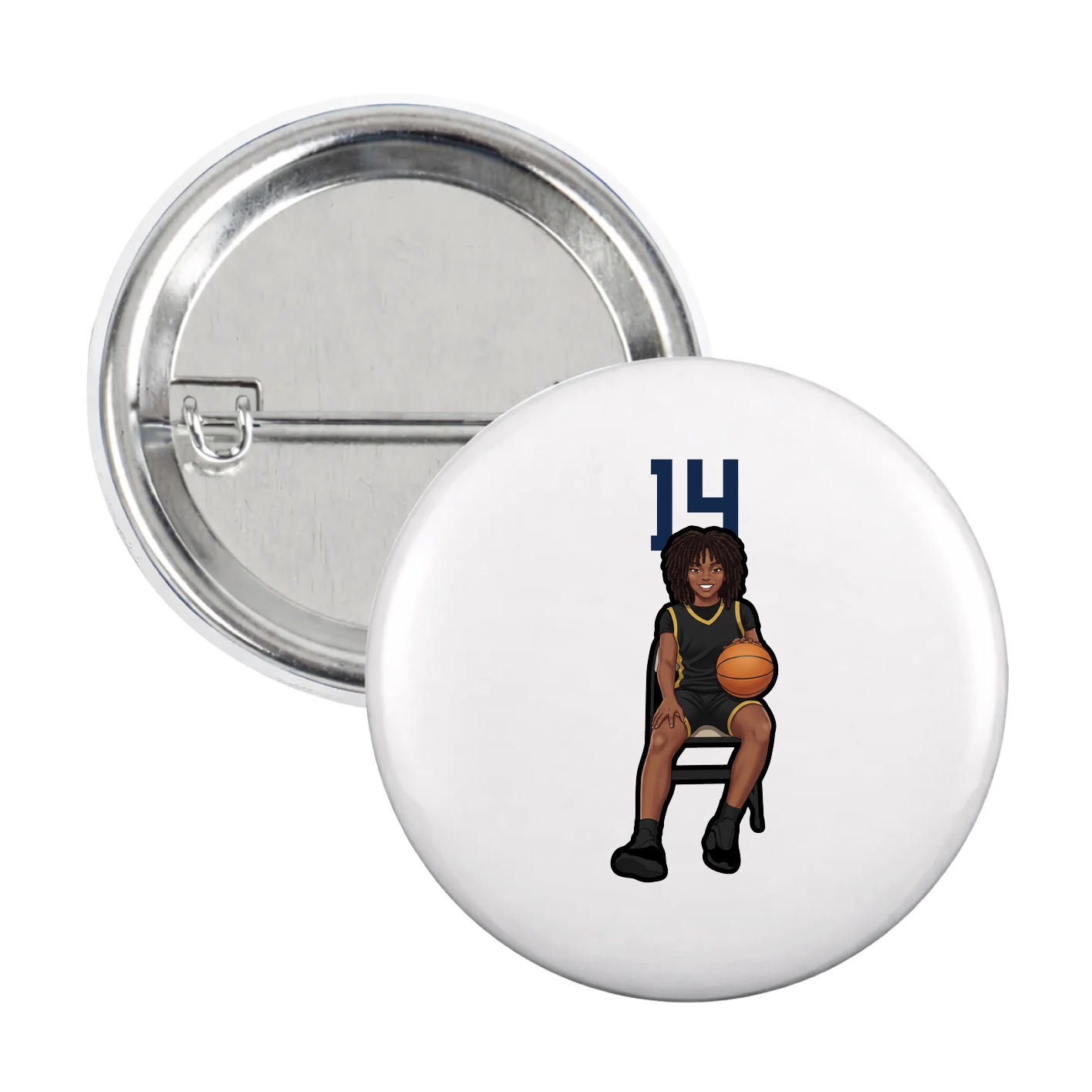 Game Day Button — Number Top in White