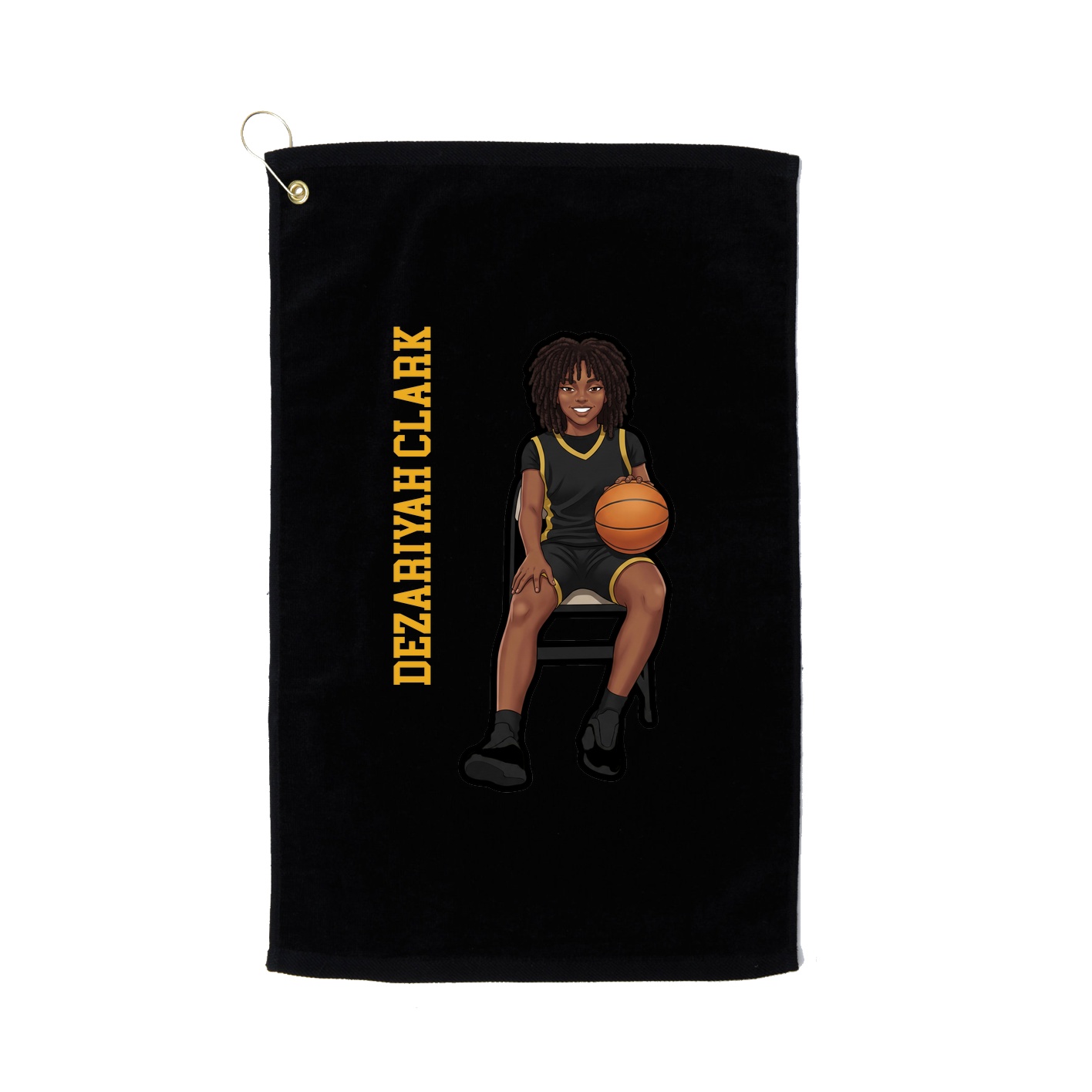 Golf Towel — Name Vertical in Black