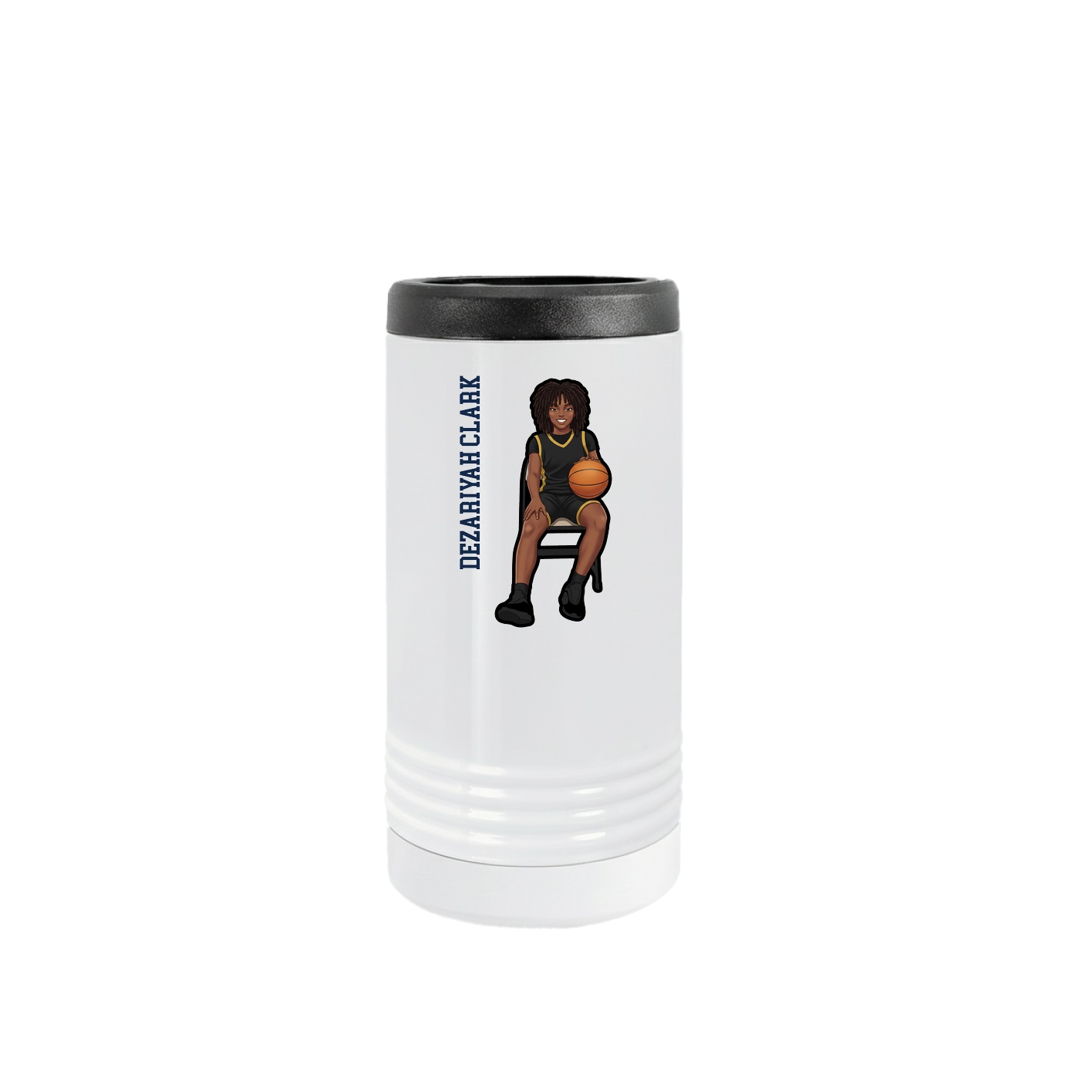 Slim Beverage Holder — Name Vertical in White