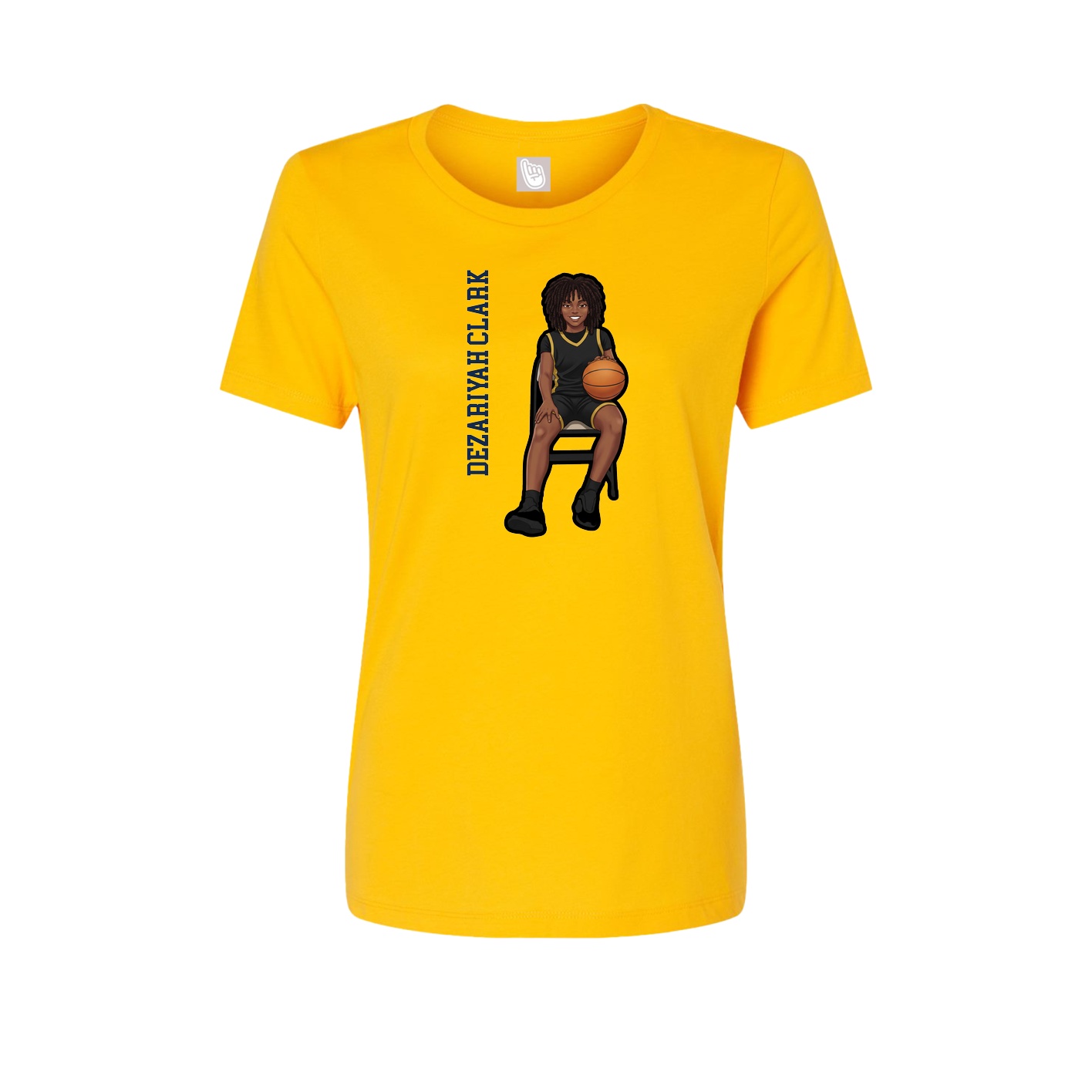 Fitted Women's Tee — Name Vertical in Gold