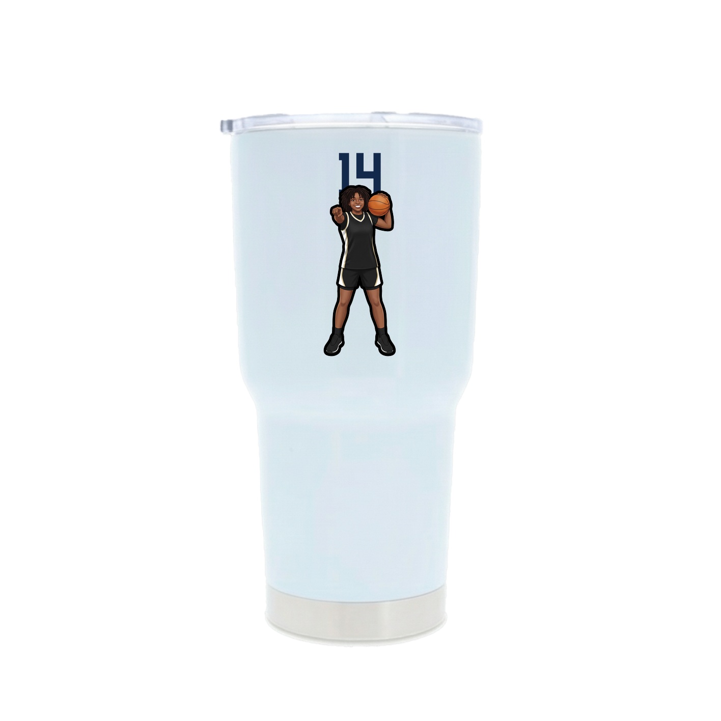 30oz Stainless Steel Tumbler — Number Top in White
