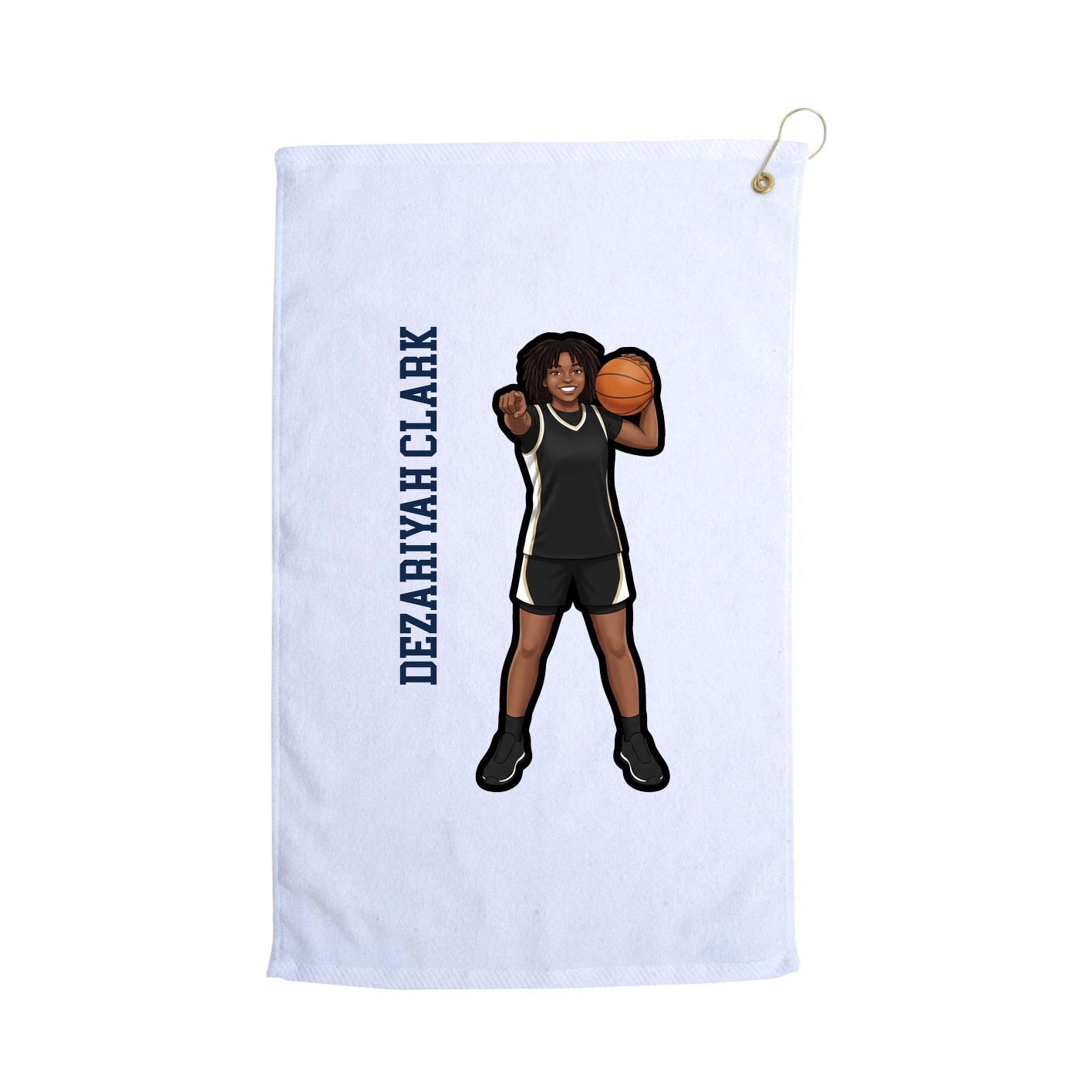 Golf Towel — Name Vertical in White