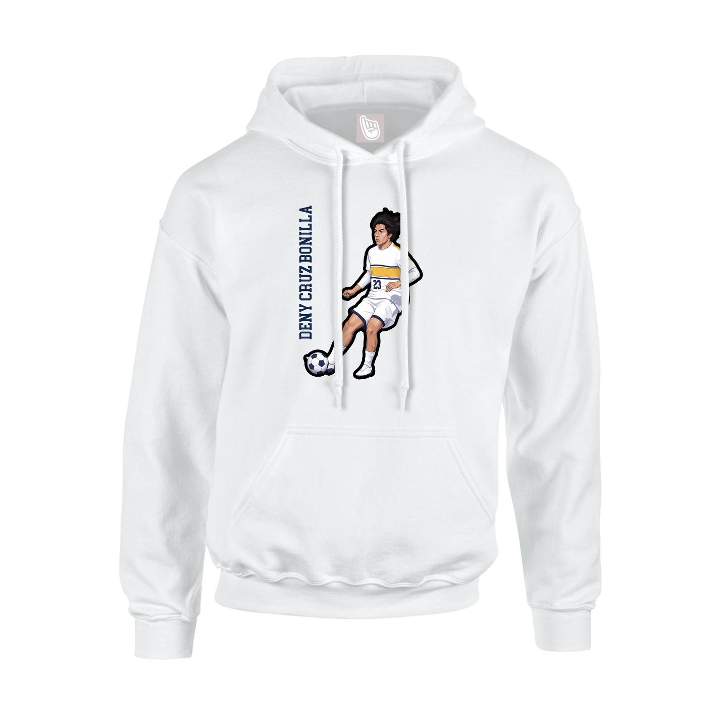 Youth Hoodie — Name Vertical in White