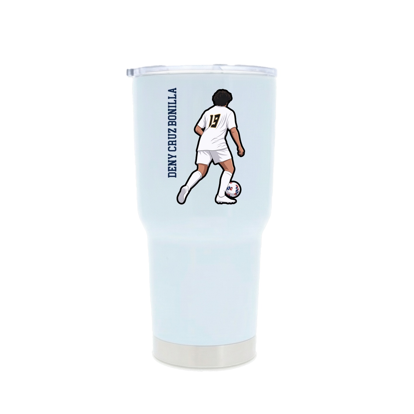30oz Stainless Steel Tumbler — Name Vertical in White