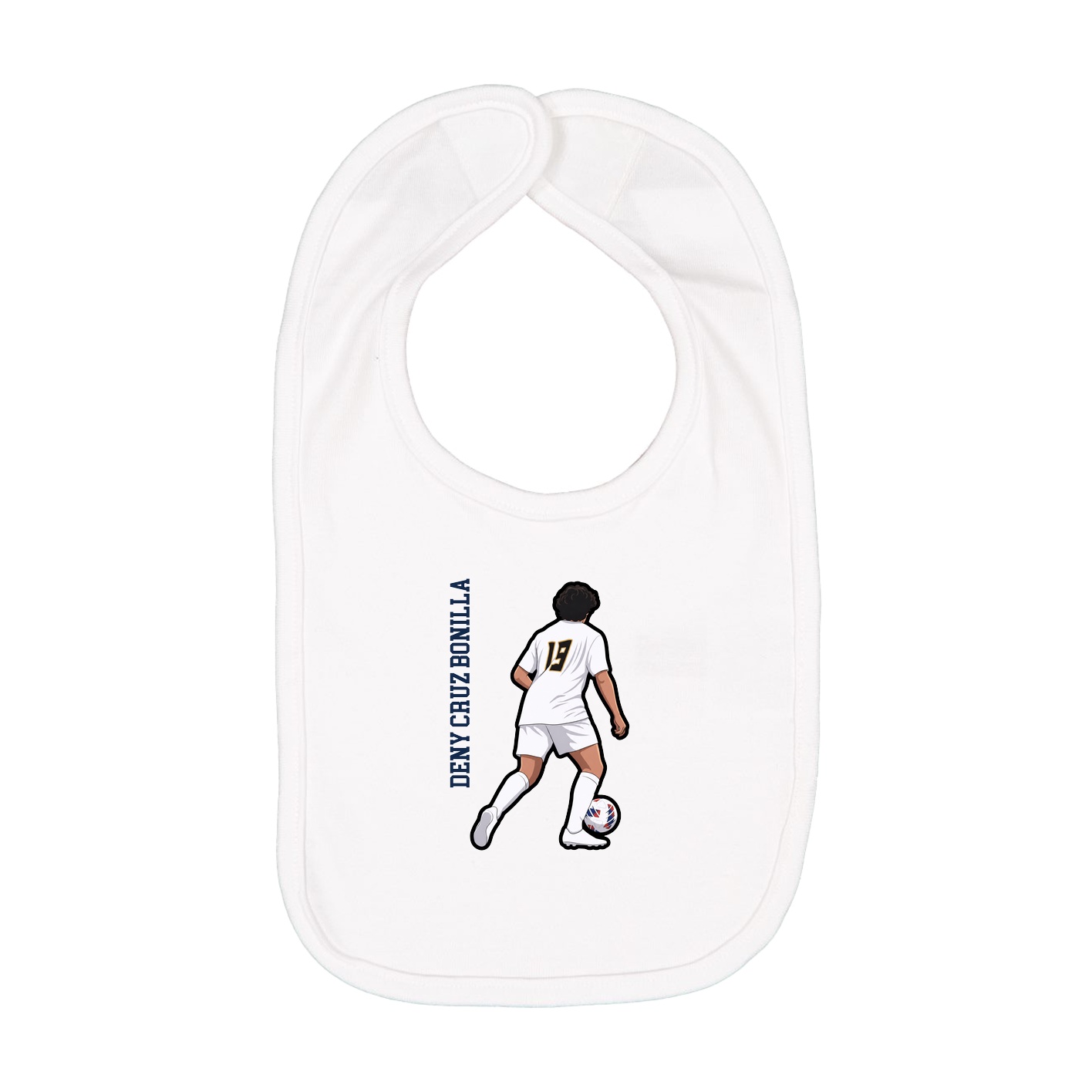 Infant Bib — Name Vertical in White