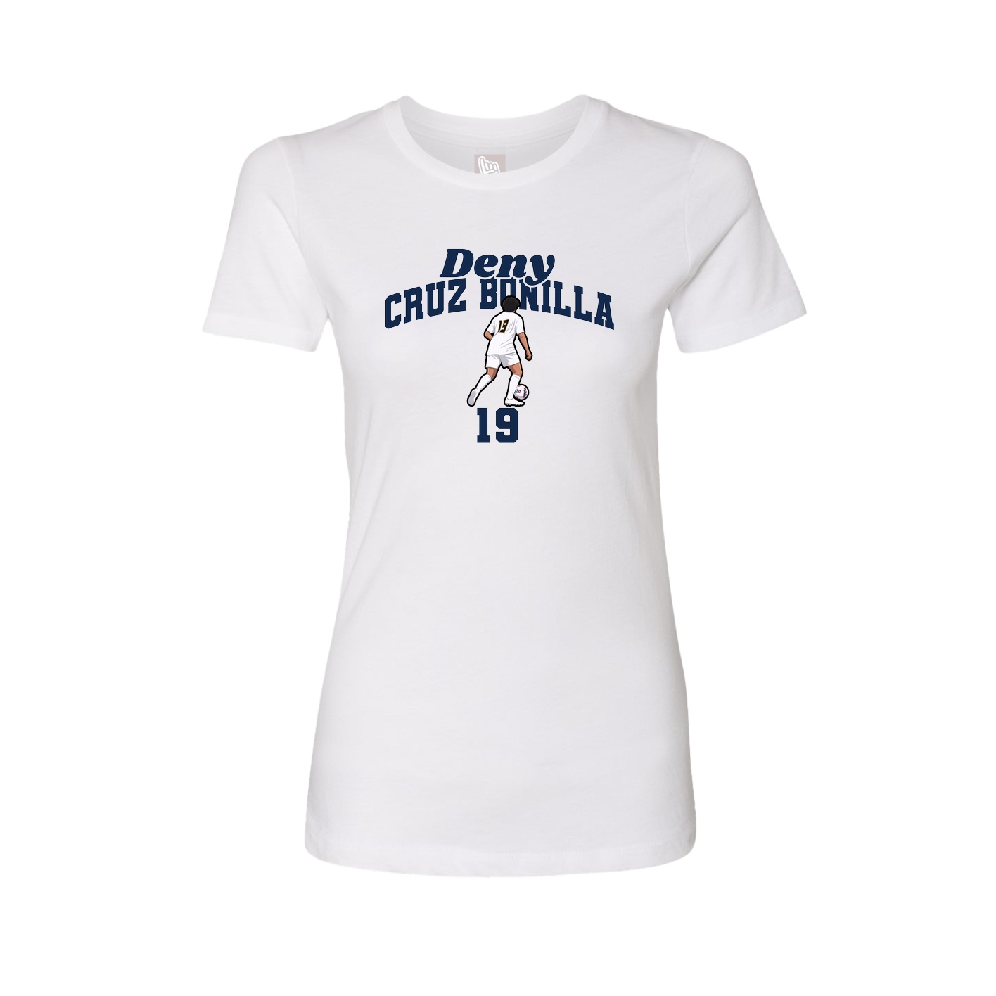 Fitted Women's Tee — Signature Arch in White