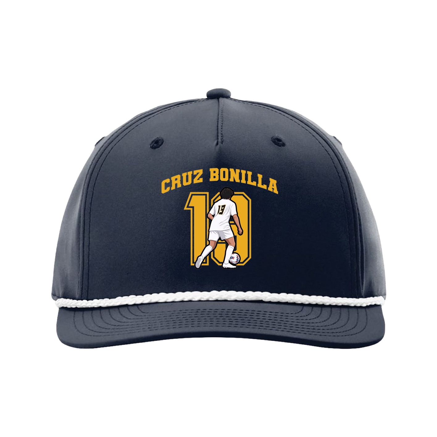 Five-Panel Classic Rope Cap — Number in Navy