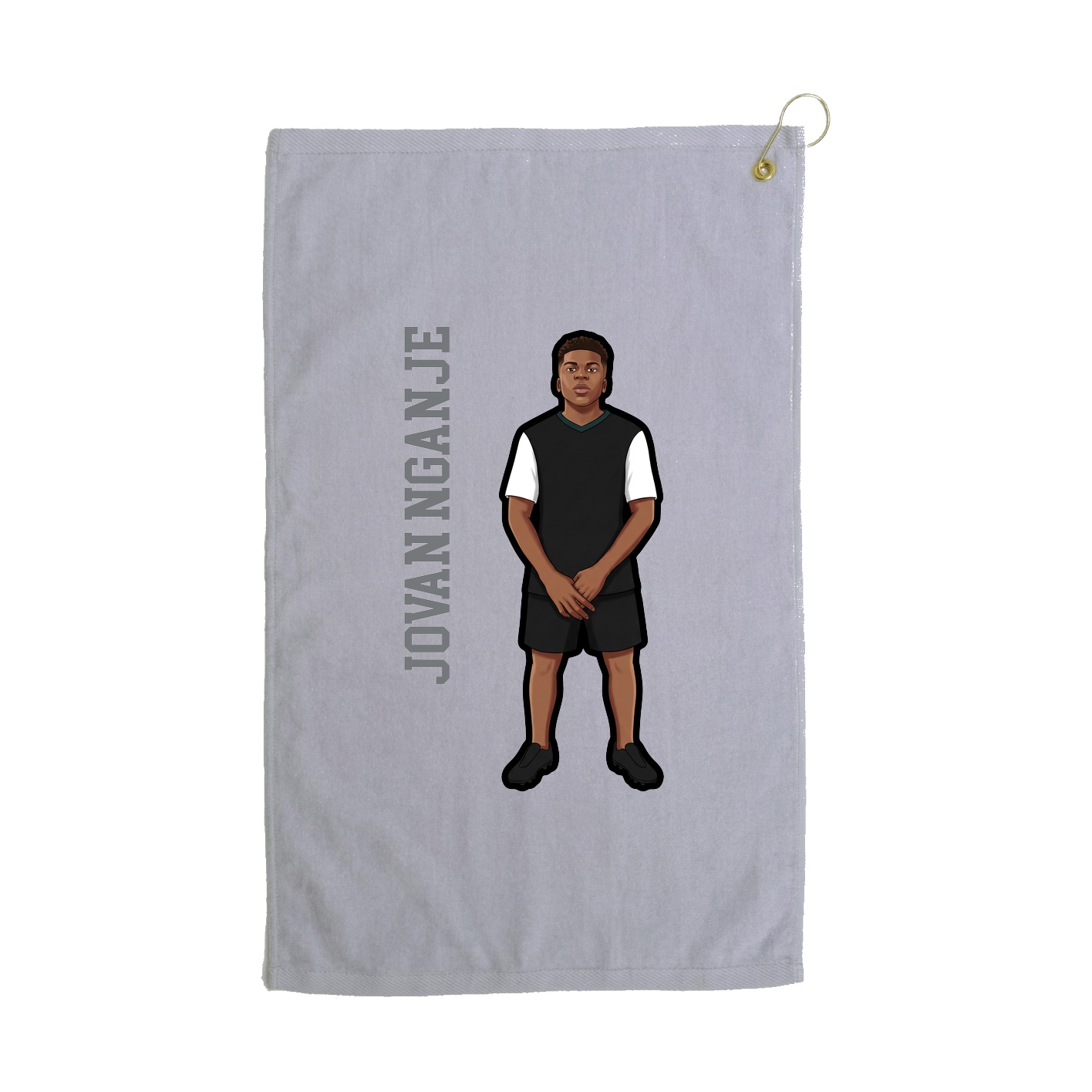 Golf Towel — Name Vertical in Grey