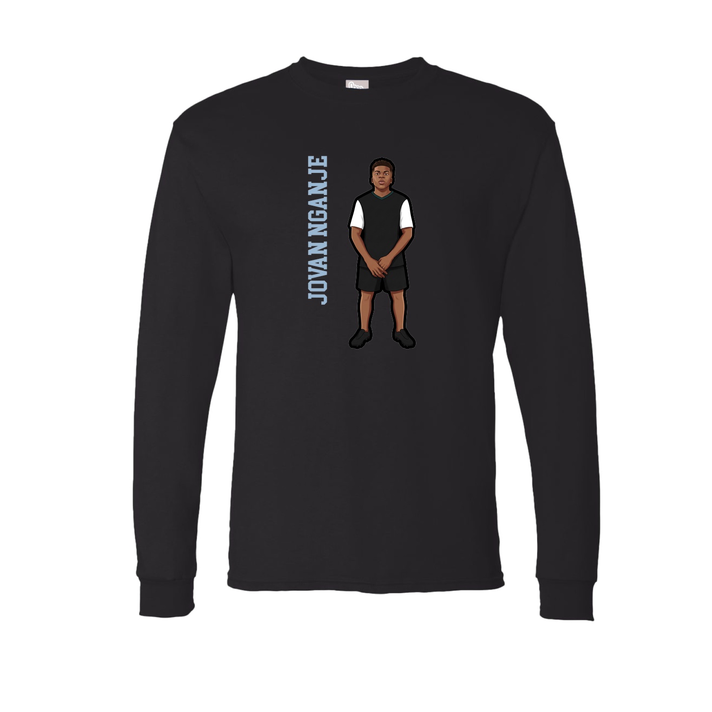 Long Sleeve Tee — Name Vertical in Black