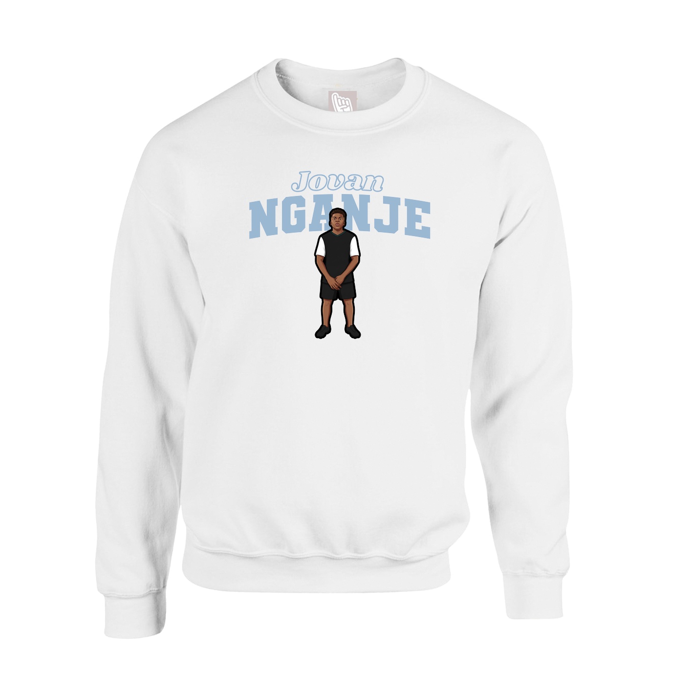 Fleece Crew — Name Arch in White