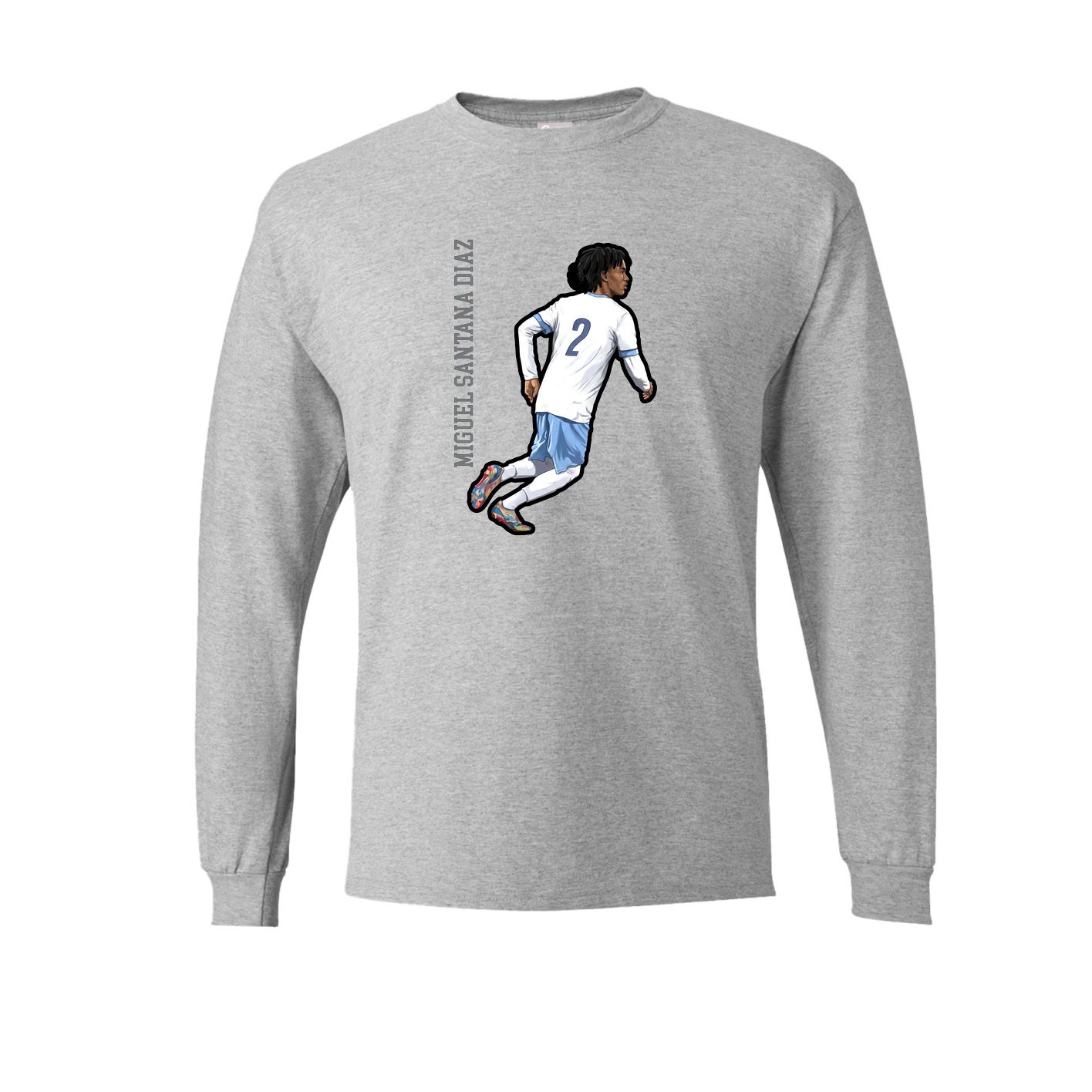 Long Sleeve Tee — Name Vertical in Grey