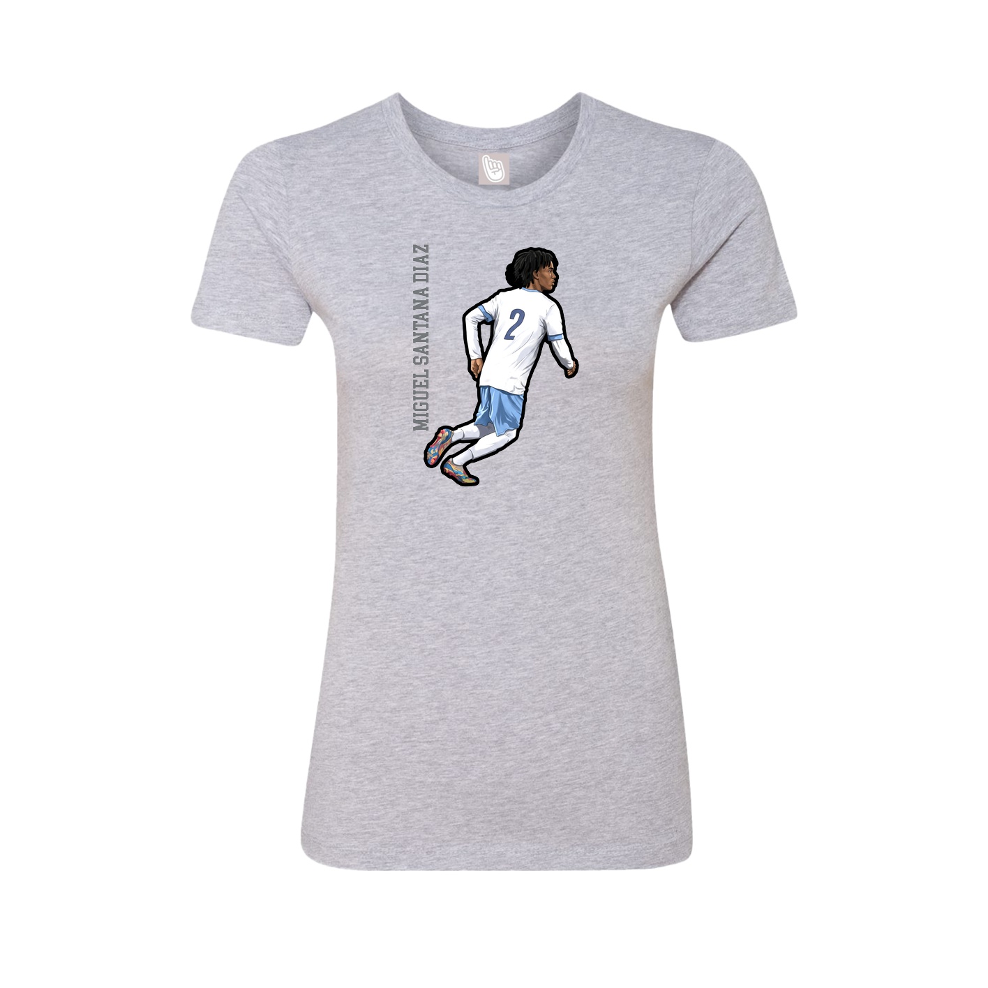 Fitted Women's Tee — Name Vertical in Grey