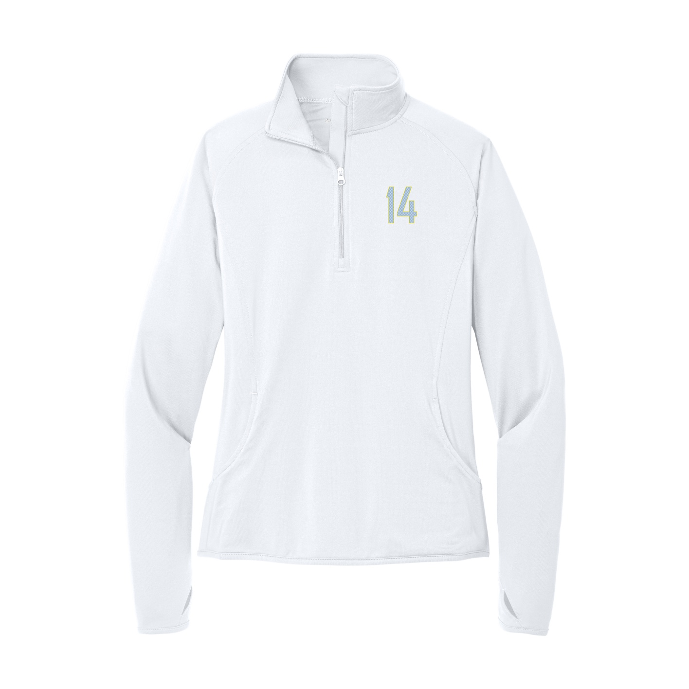 Women's Q-Zip Pullover — Front Shirsy in White