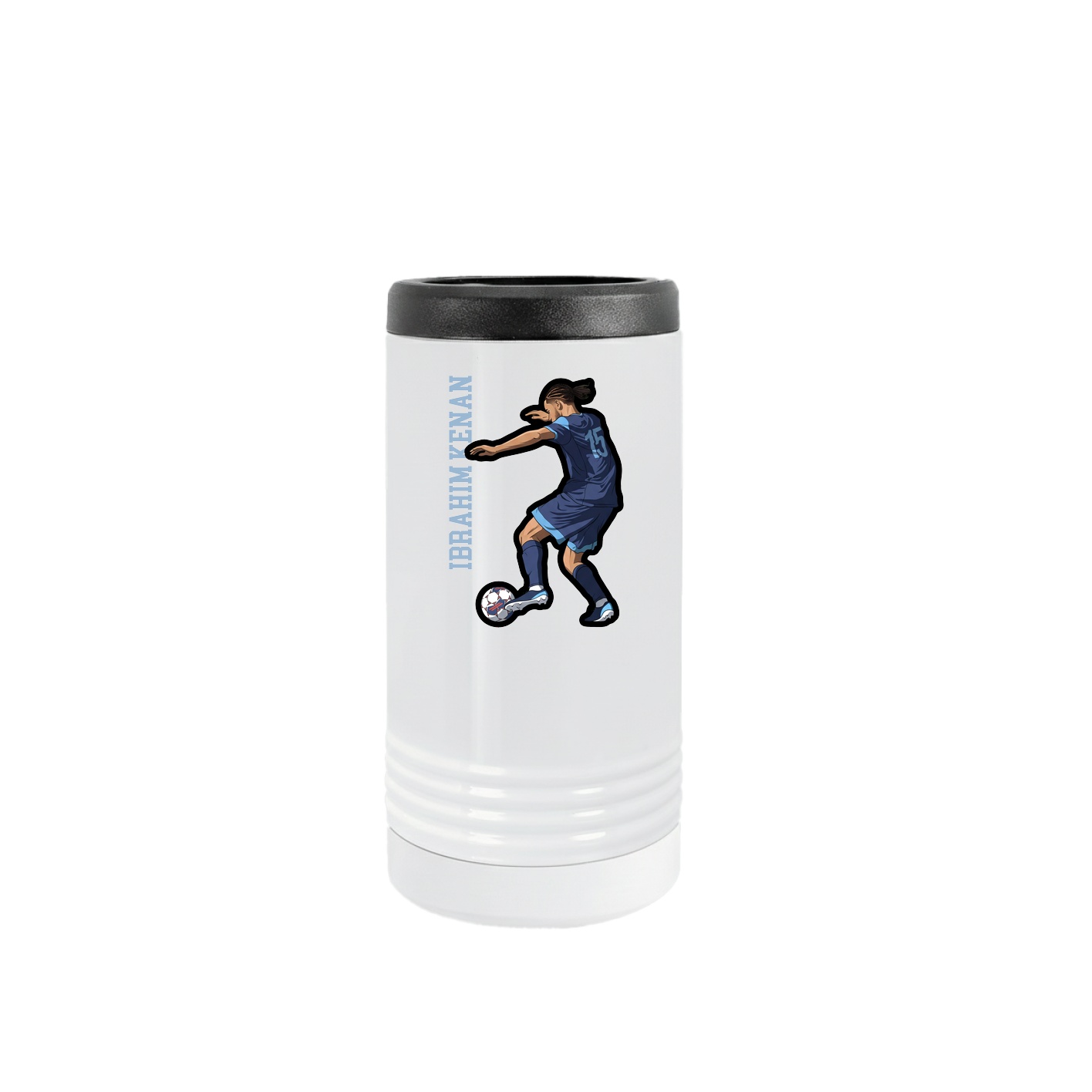 Slim Beverage Holder — Name Vertical in White
